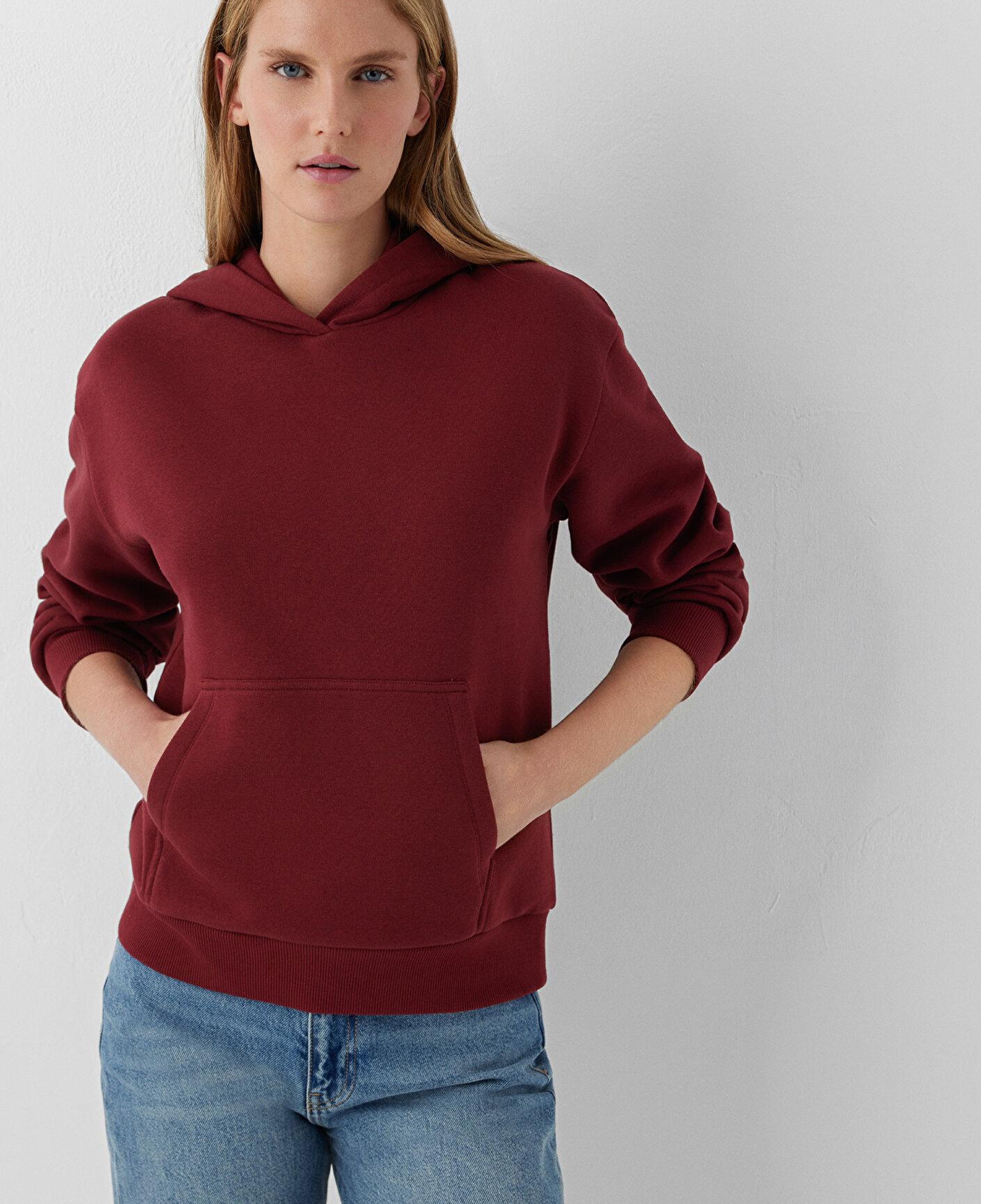 Mavi Kapüşonlu Kırmızı Sweatshirt 167299-85347