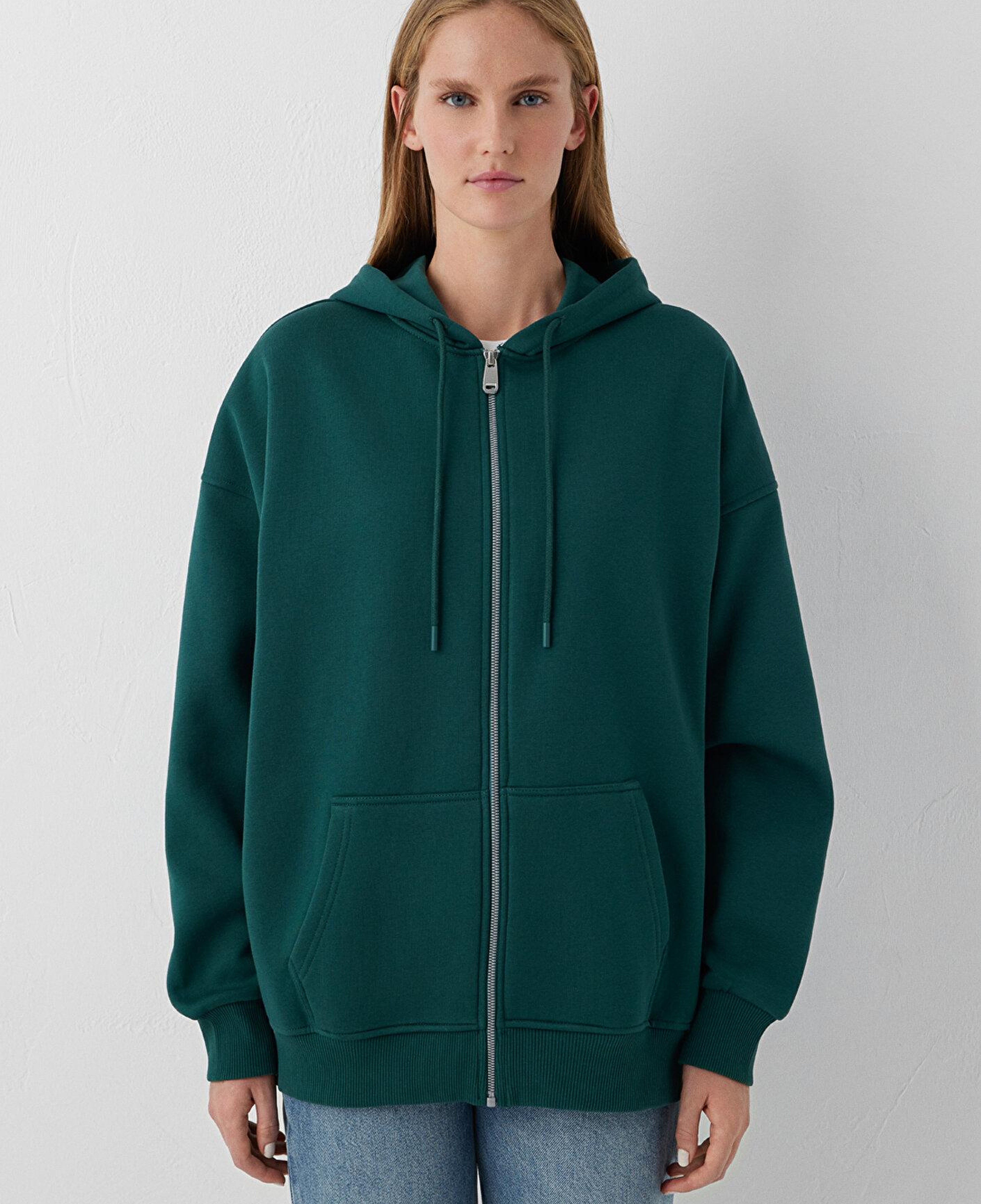 Mavi Kapüşonlu Fermuarlı Yeşil Sweatshirt 1610221-85173