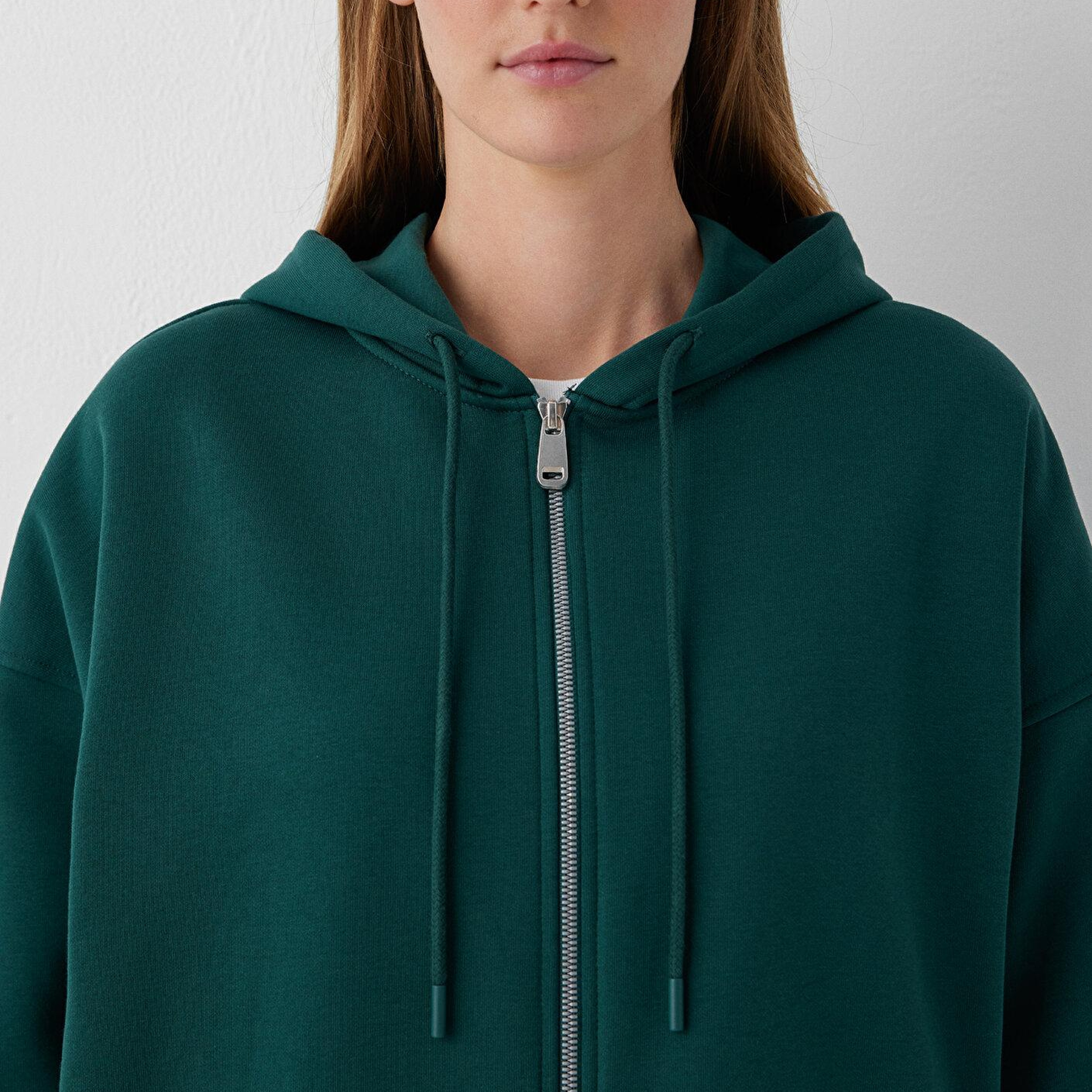 Mavi Kapüşonlu Fermuarlı Yeşil Sweatshirt 1610221-85173