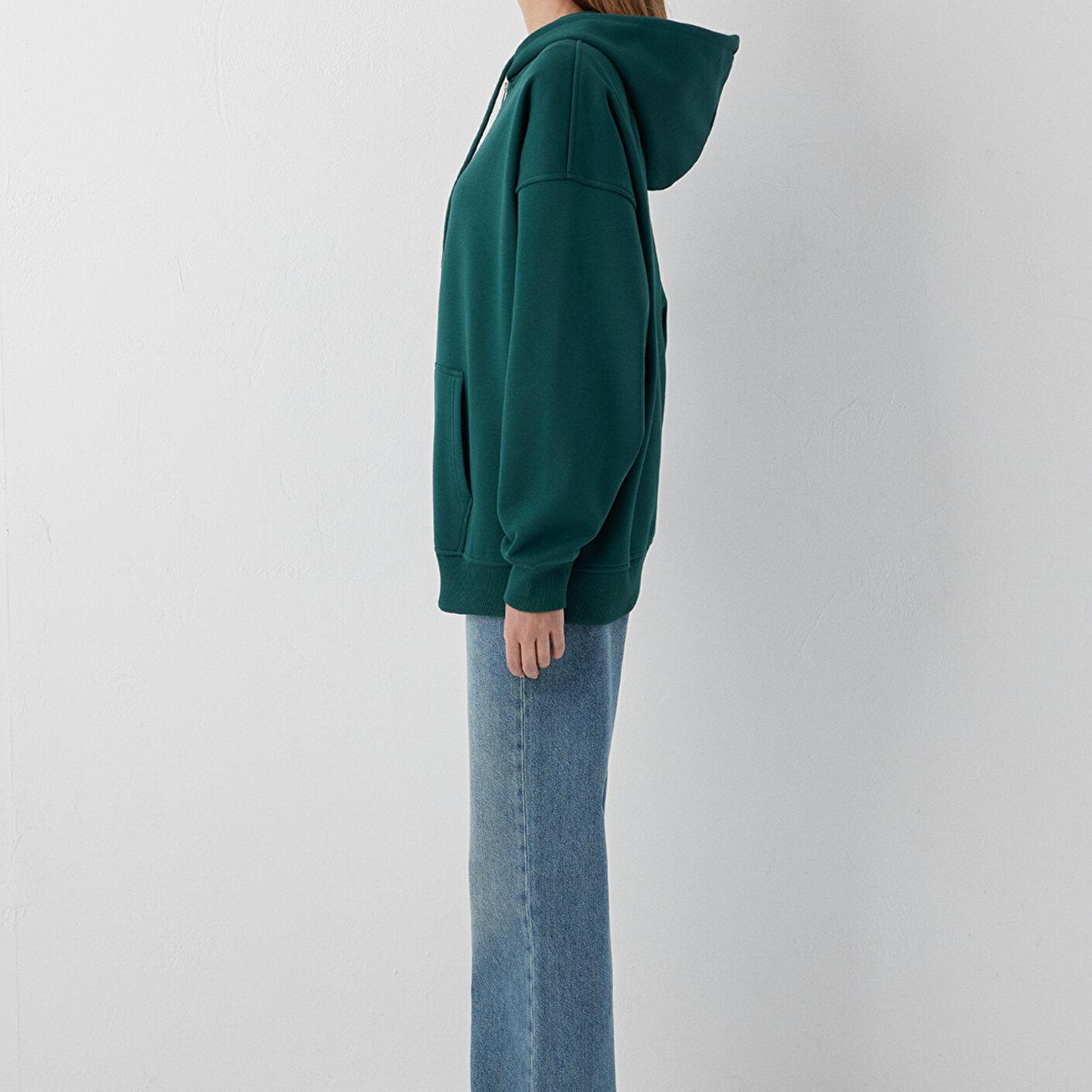 Mavi Kapüşonlu Fermuarlı Yeşil Sweatshirt 1610221-85173