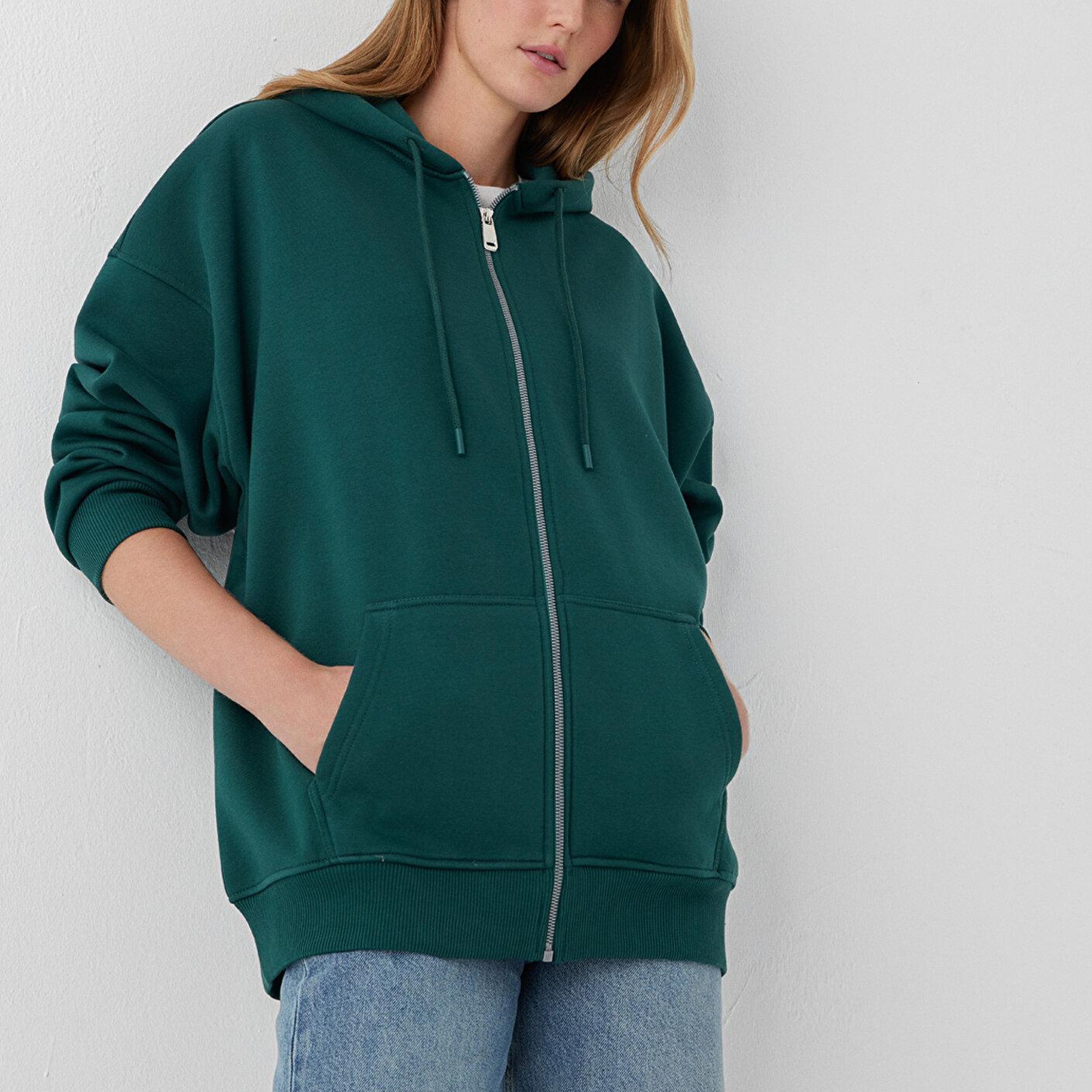 Mavi Kapüşonlu Fermuarlı Yeşil Sweatshirt 1610221-85173