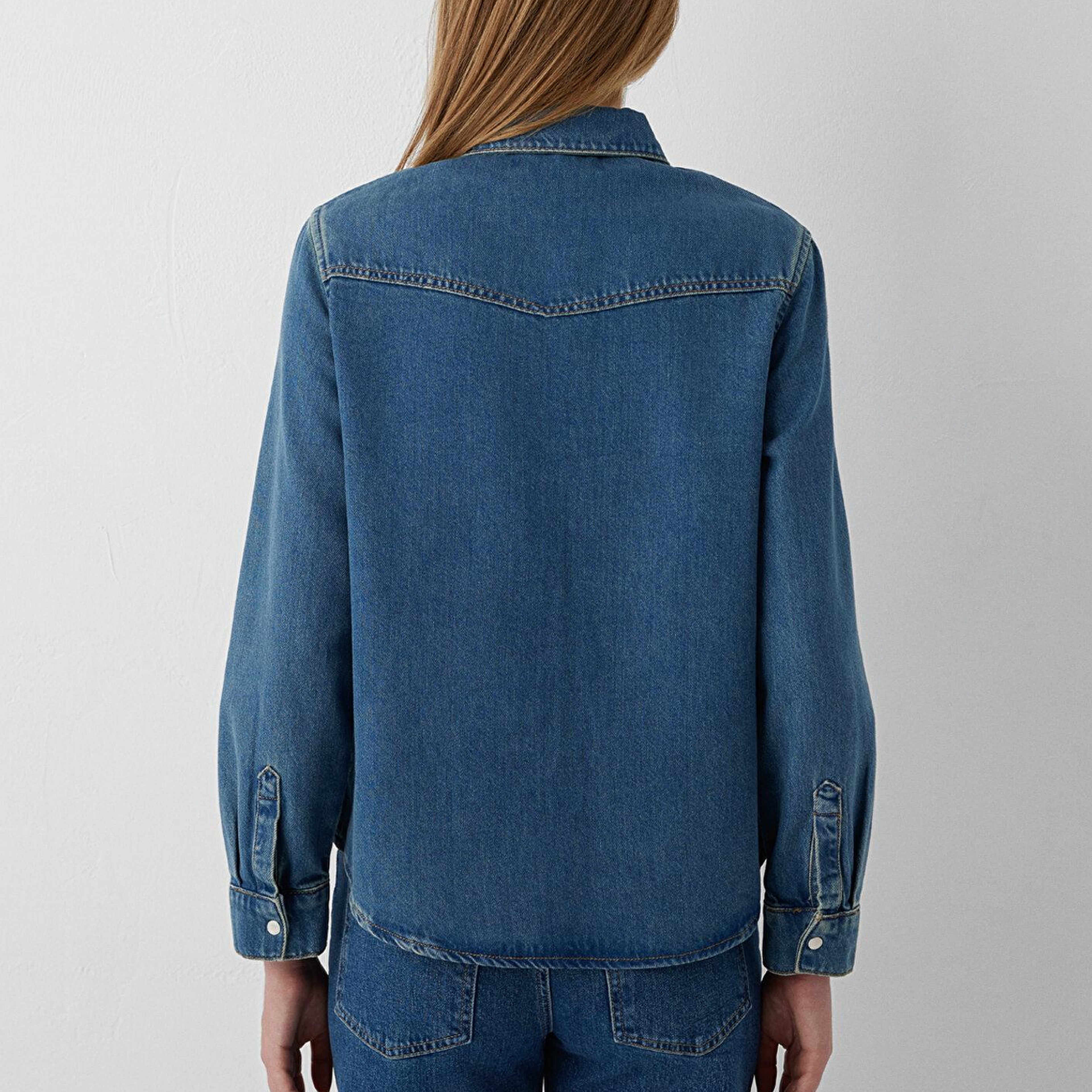 Mavi Angela Classic Denim Indigo Mavisi Jean Gömlek Fitted / Vücuda Oturan Kesim 1210819-A3846
