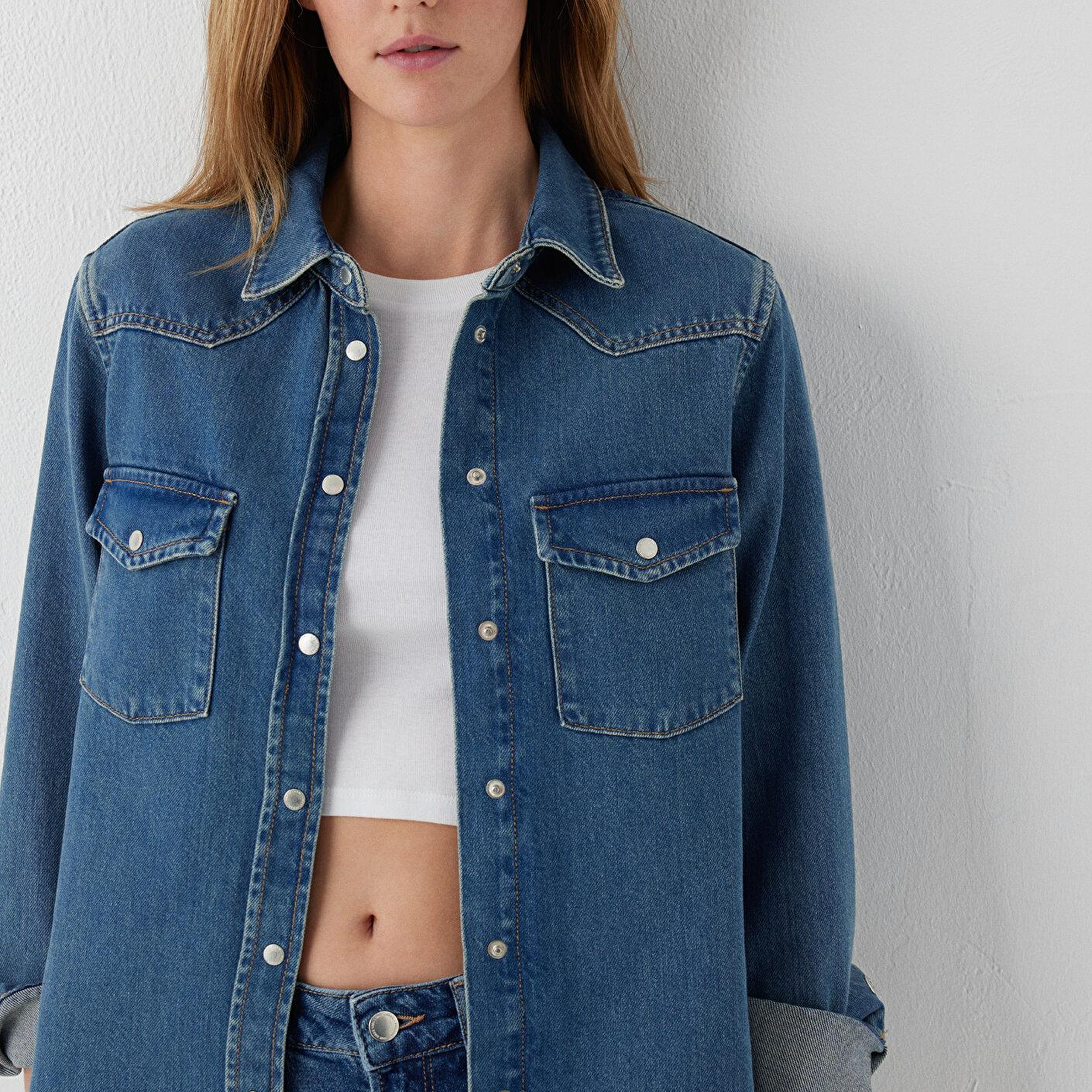 Mavi Angela Classic Denim Indigo Mavisi Jean Gömlek Fitted / Vücuda Oturan Kesim 1210819-A3846