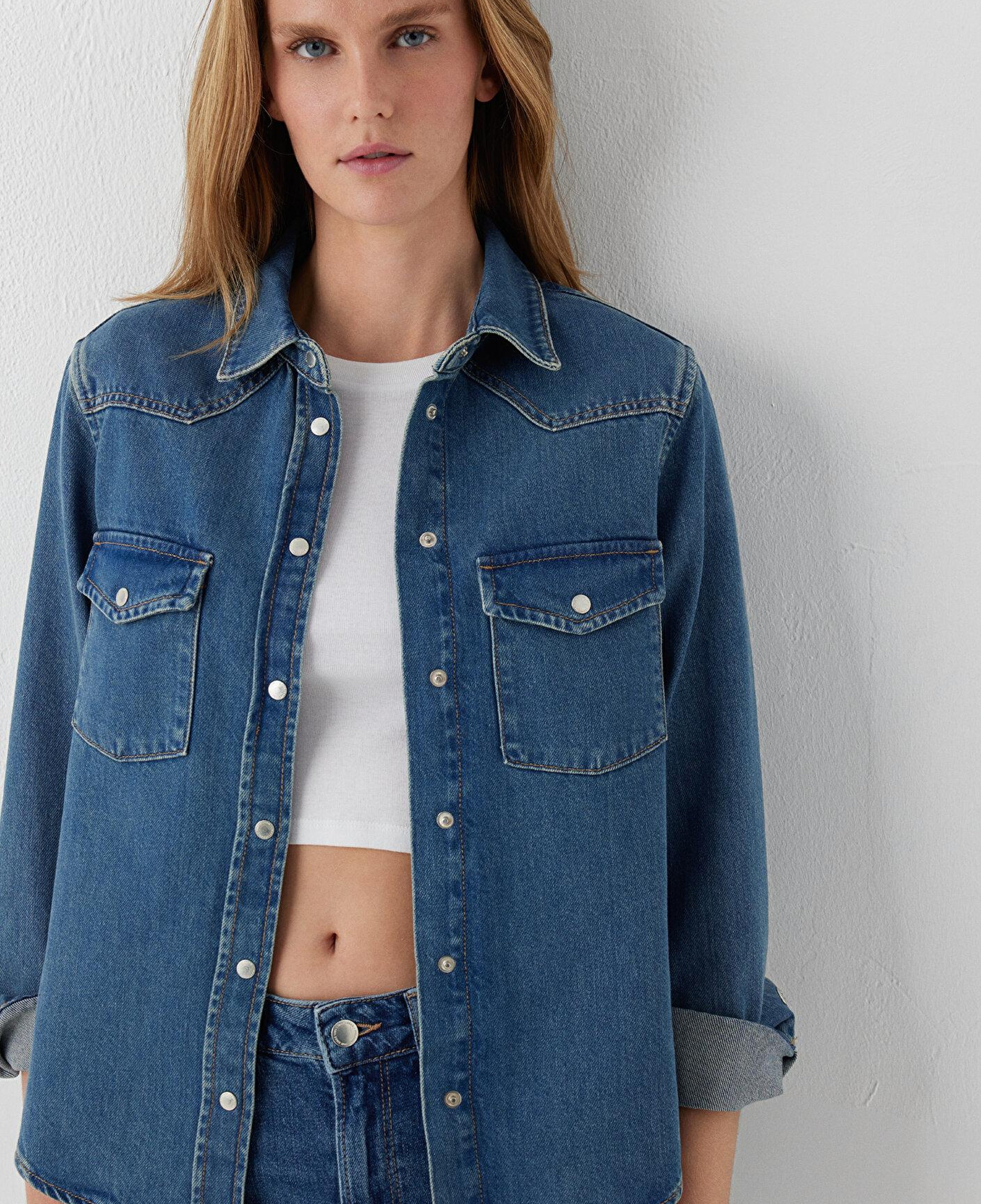 Mavi Angela Classic Denim Indigo Mavisi Jean Gömlek Fitted / Vücuda Oturan Kesim 1210819-A3846