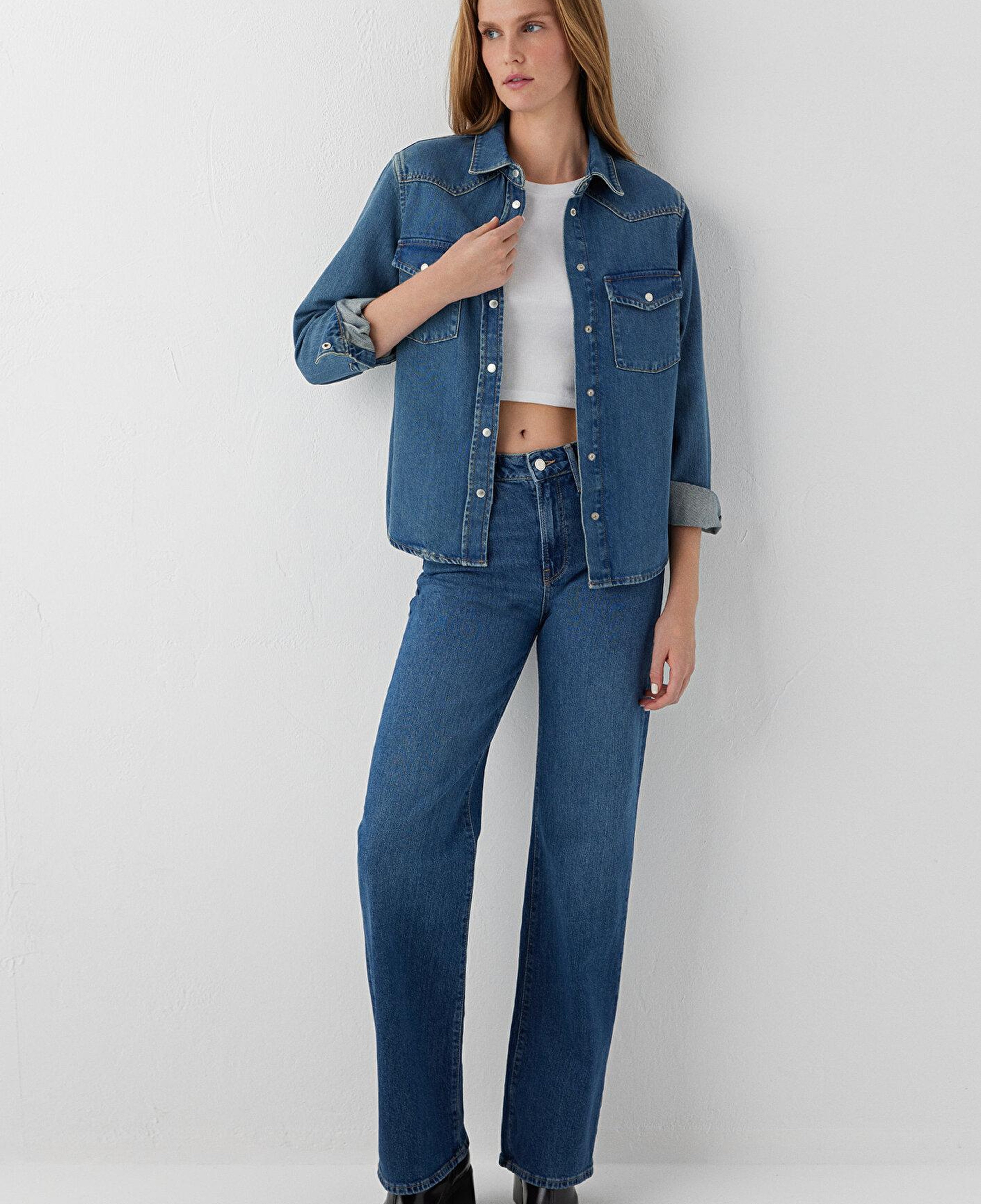 Mavi Angela Classic Denim Indigo Mavisi Jean Gömlek Fitted / Vücuda Oturan Kesim 1210819-A3846