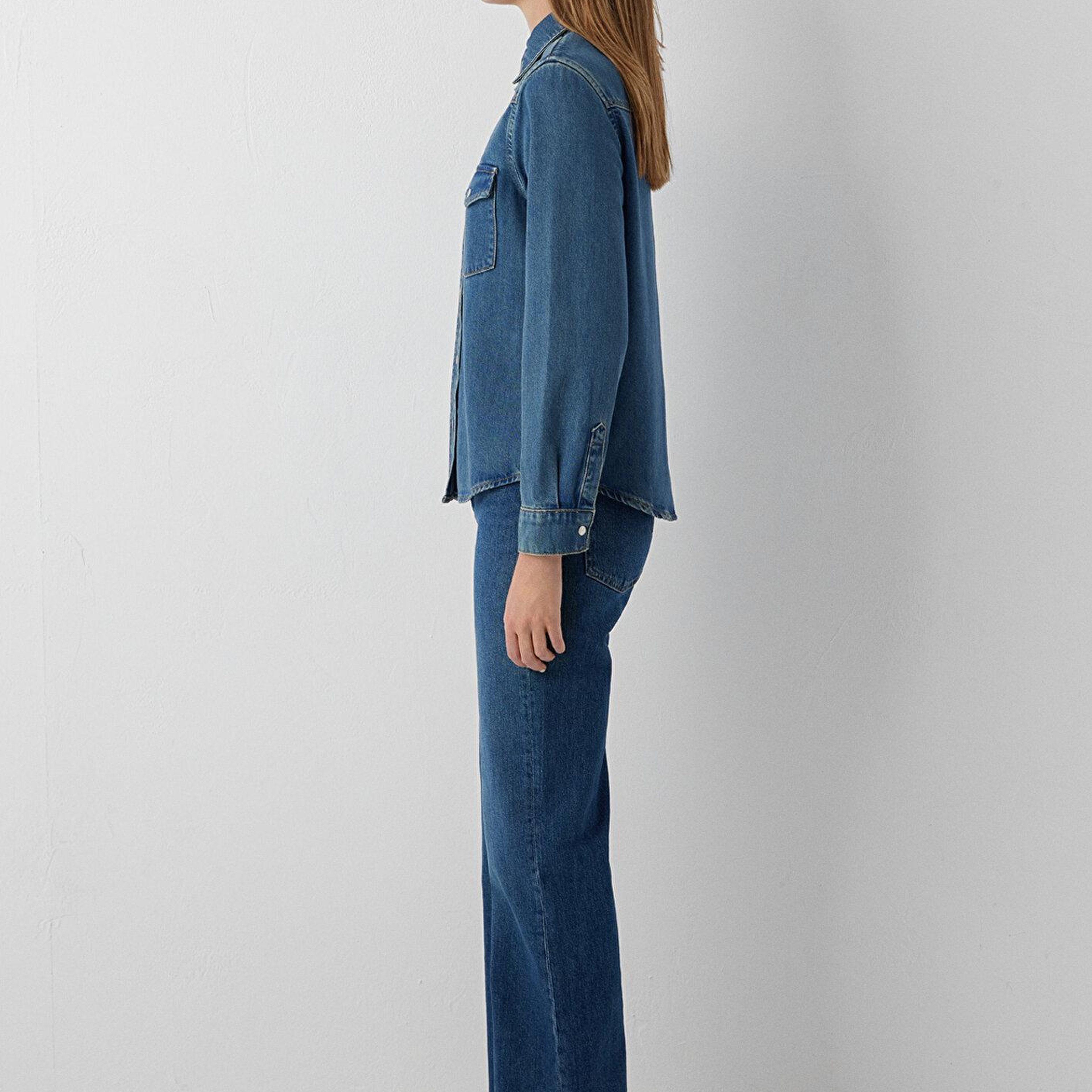 Mavi Angela Classic Denim Indigo Mavisi Jean Gömlek Fitted / Vücuda Oturan Kesim 1210819-A3846