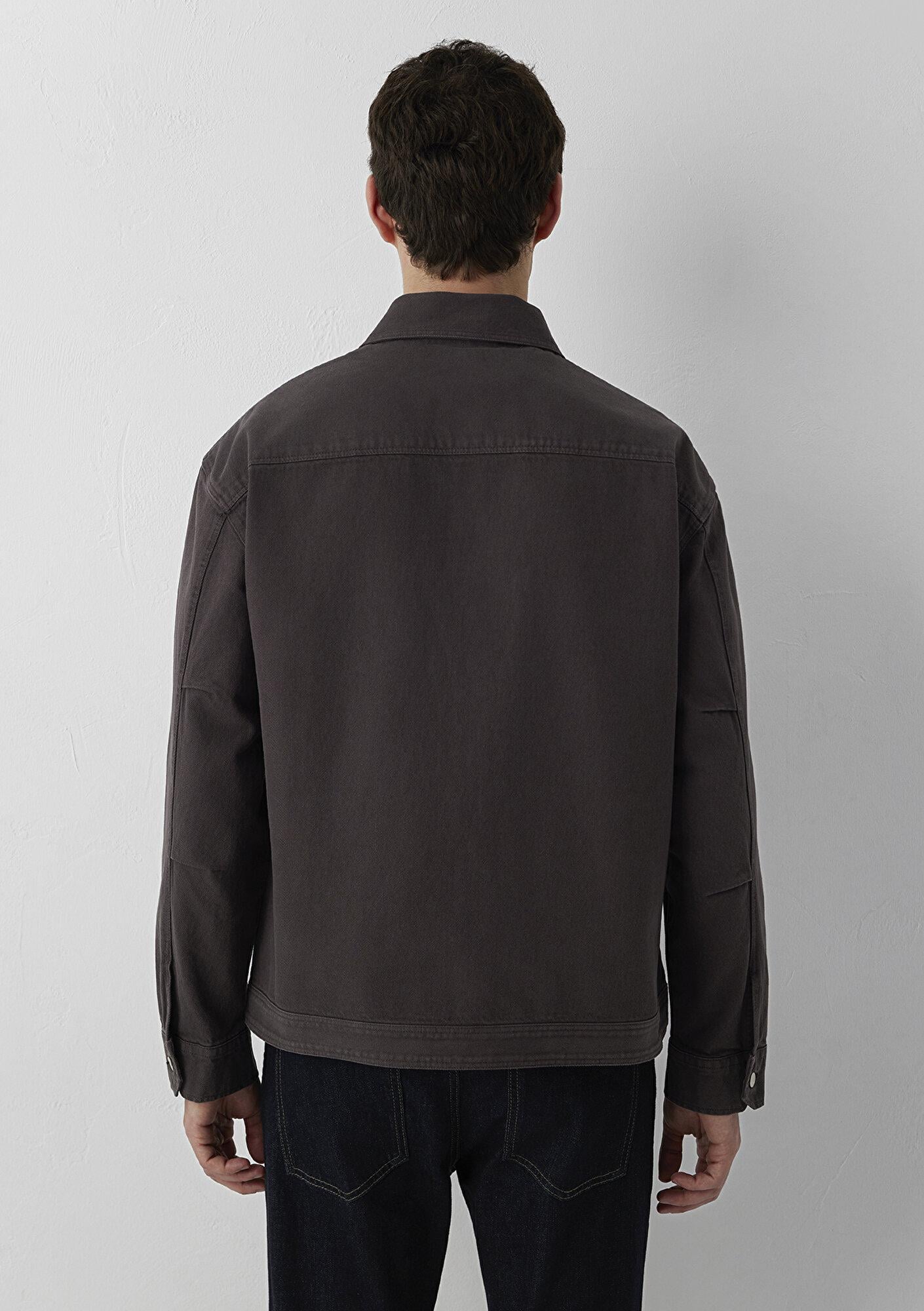 Mavi Cepli Kahverengi Gömlek Oversize / Geniş Kesim 0212123-70219