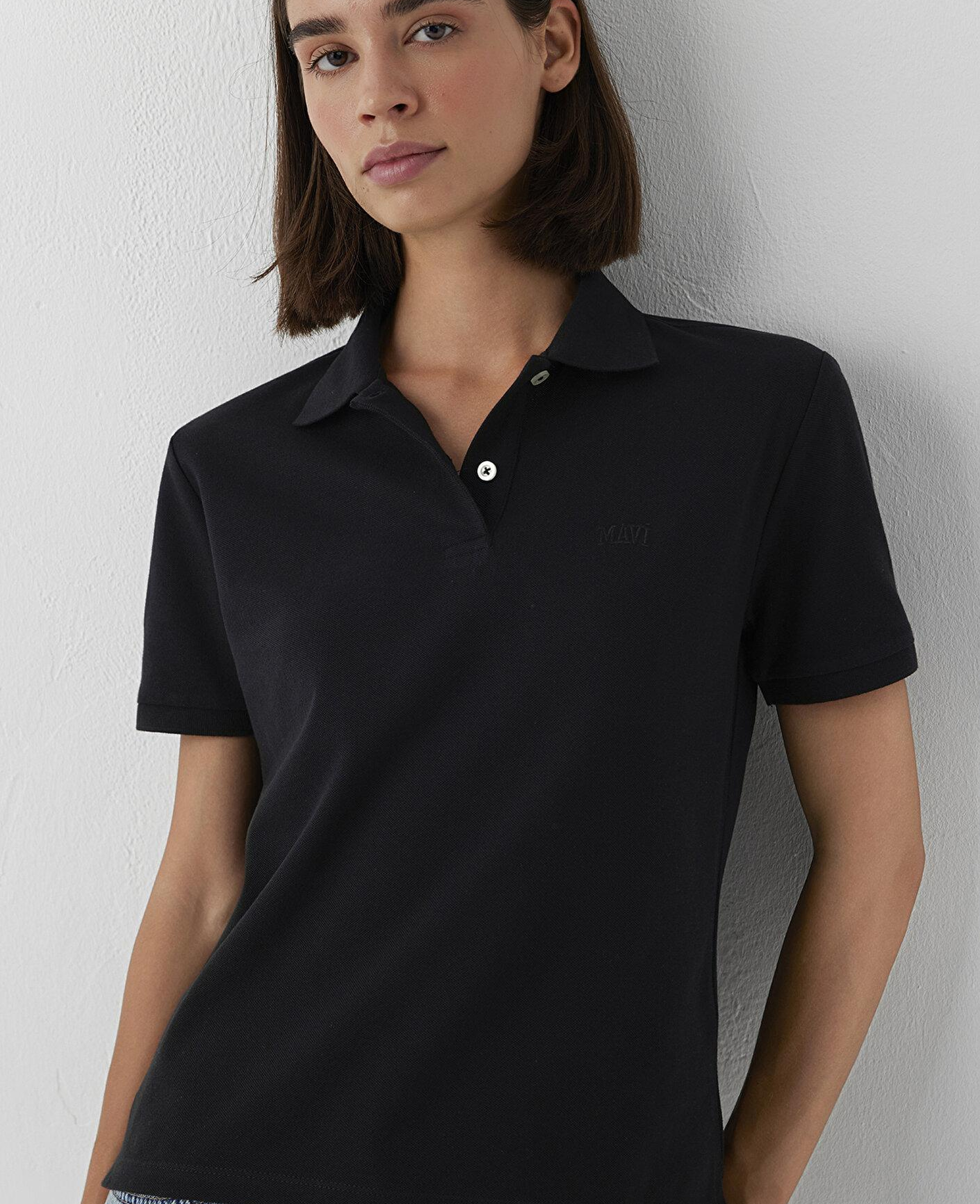 Mavi Mavi Logo Baskılı Siyah Polo Tişört Regular Fit / Normal Kesim 1614192-900