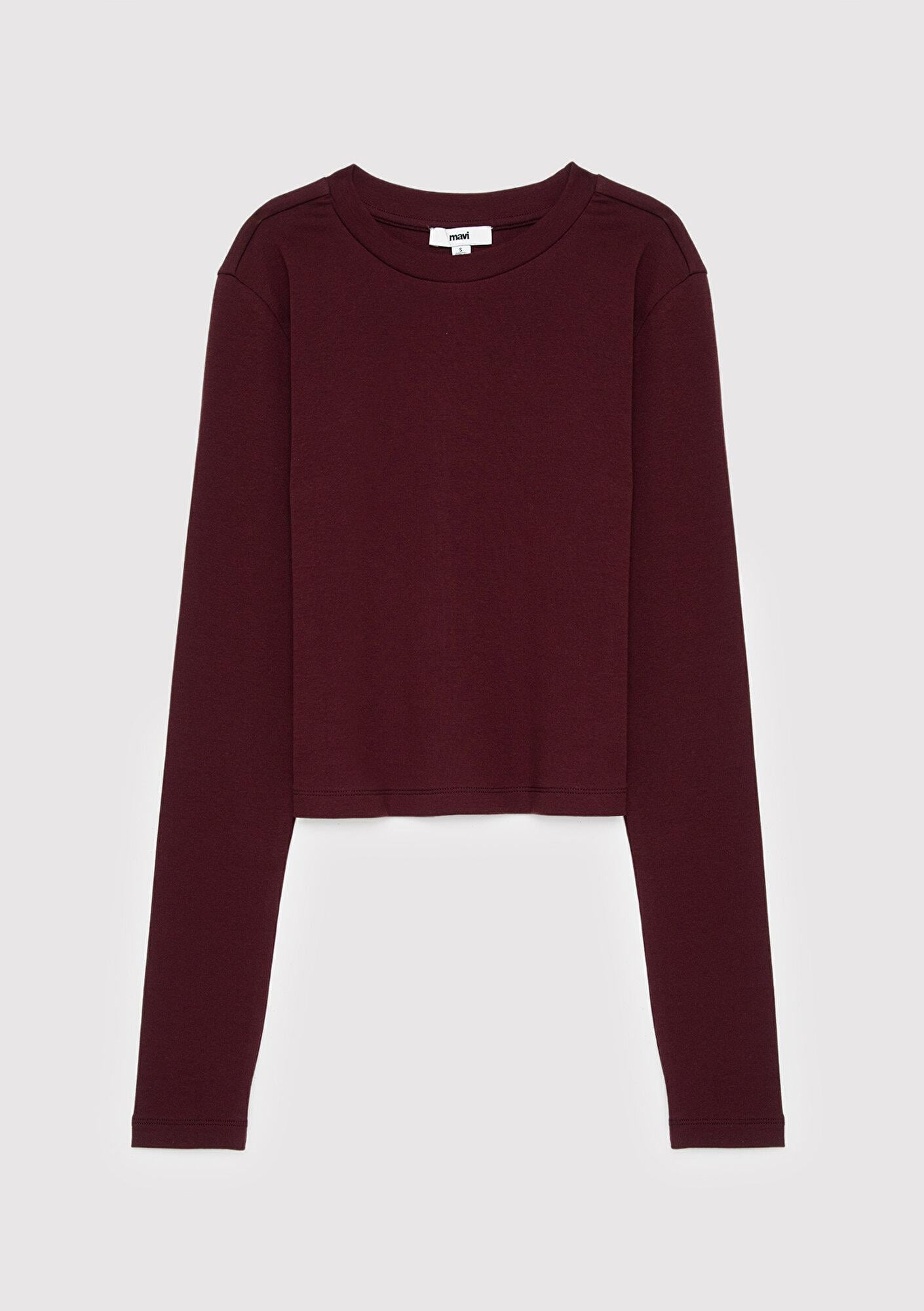 Mavi 2li Uzun Kollu Crop Basic Tişört Fitted / Vücuda Oturan Kesim 1613021-70422