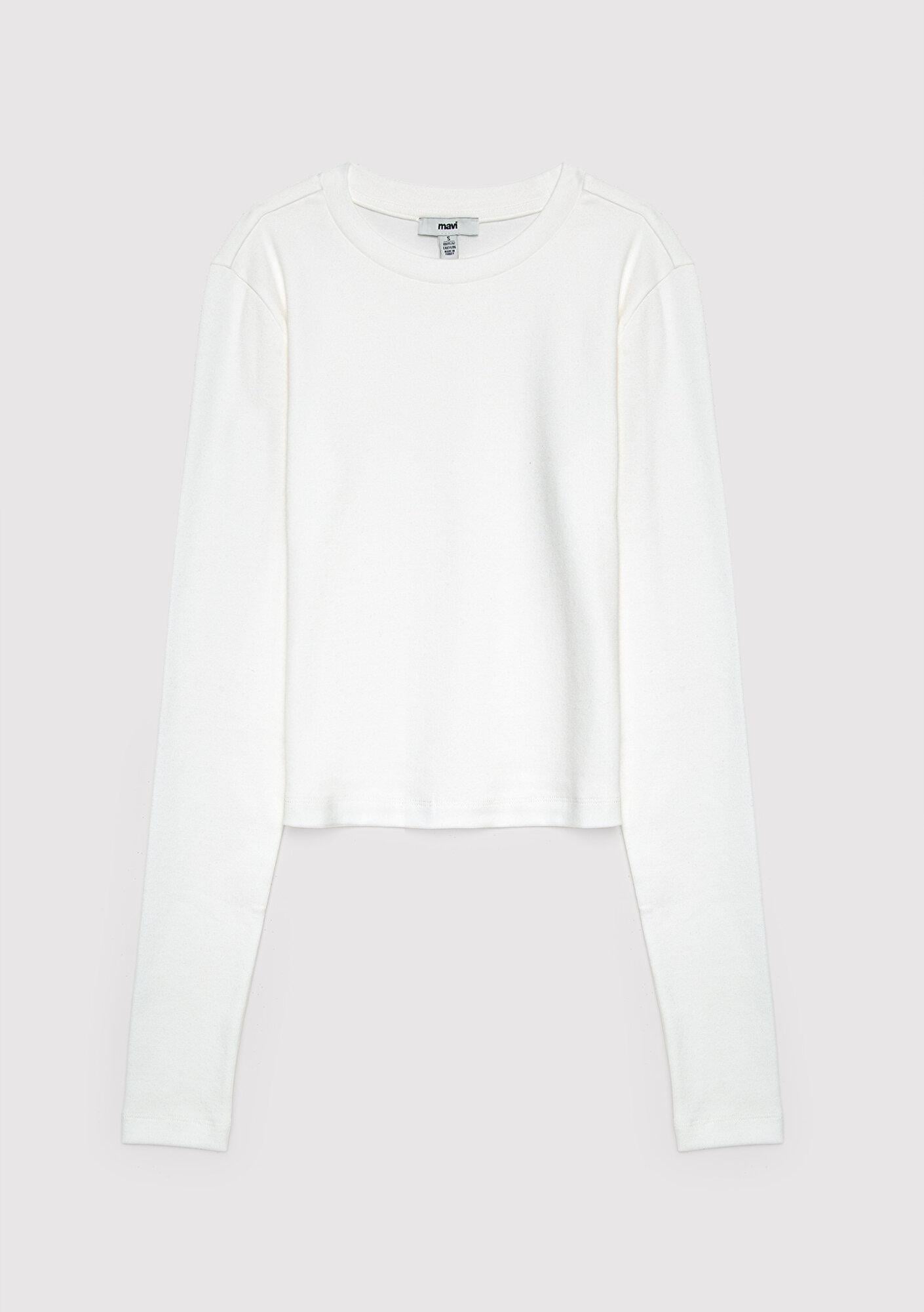 Mavi 2li Uzun Kollu Crop Basic Tişört Fitted / Vücuda Oturan Kesim 1613021-70422