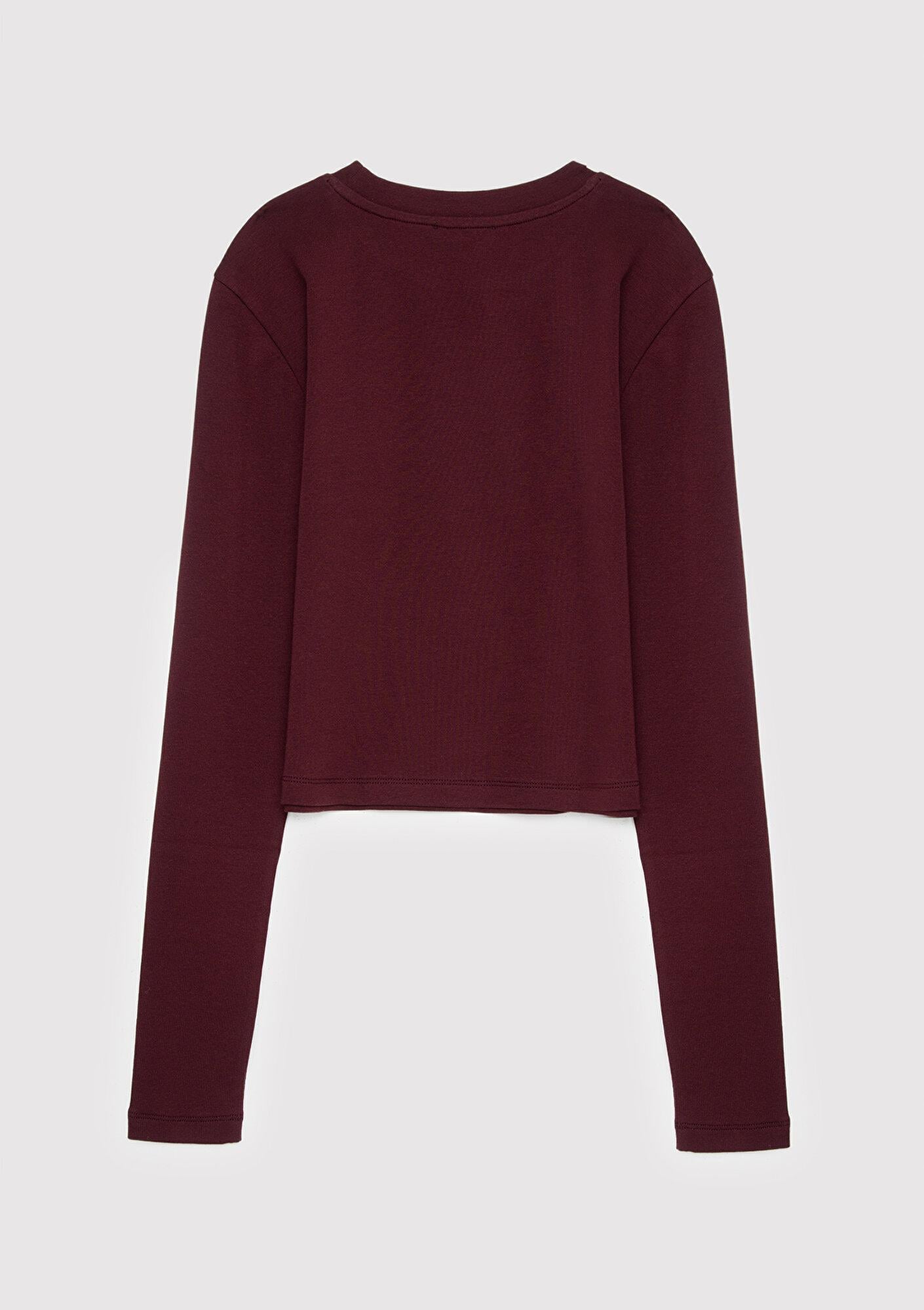 Mavi 2li Uzun Kollu Crop Basic Tişört Fitted / Vücuda Oturan Kesim 1613021-70422