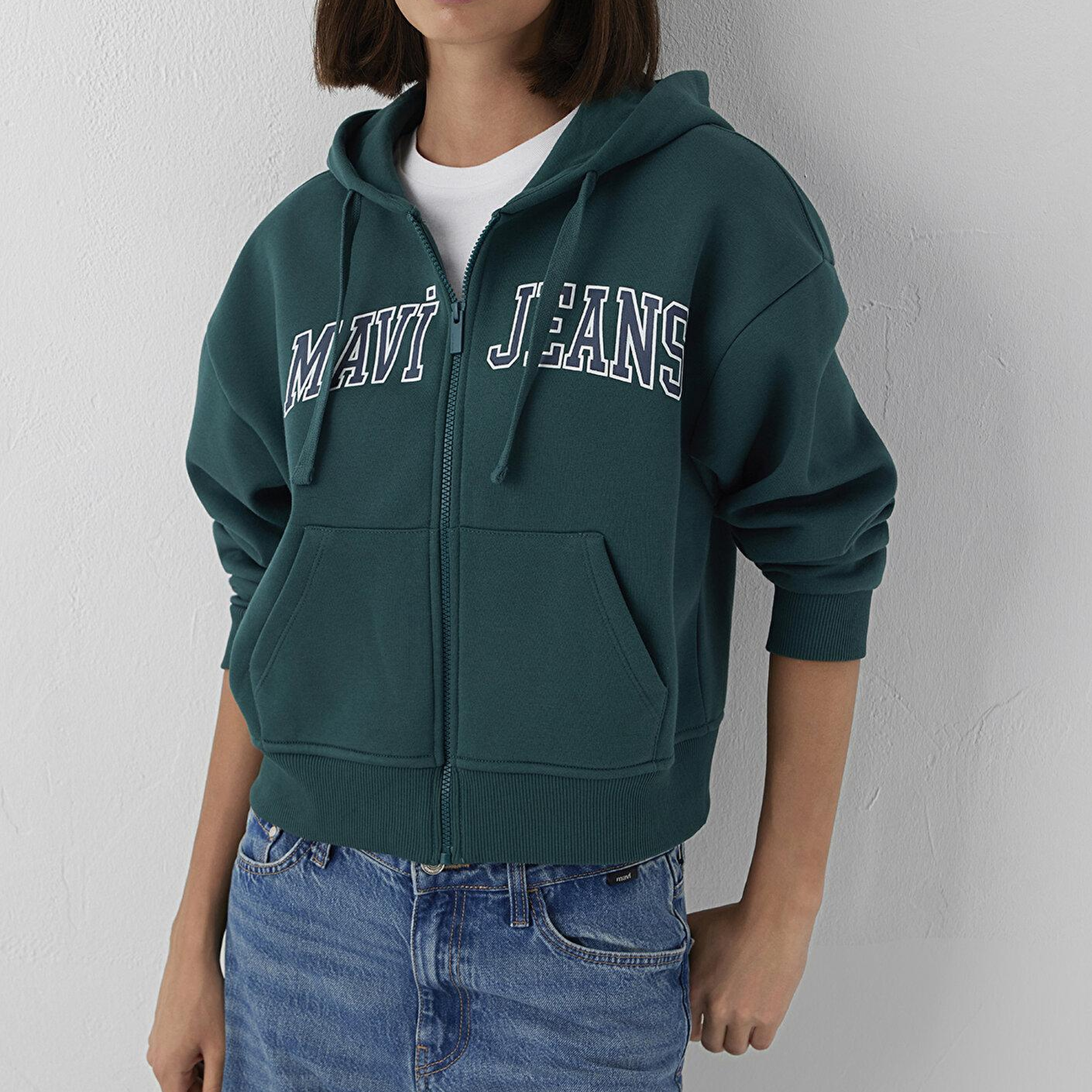 Mavi Kapüşonlu Yeşil Sweatshirt 1S10587-87831