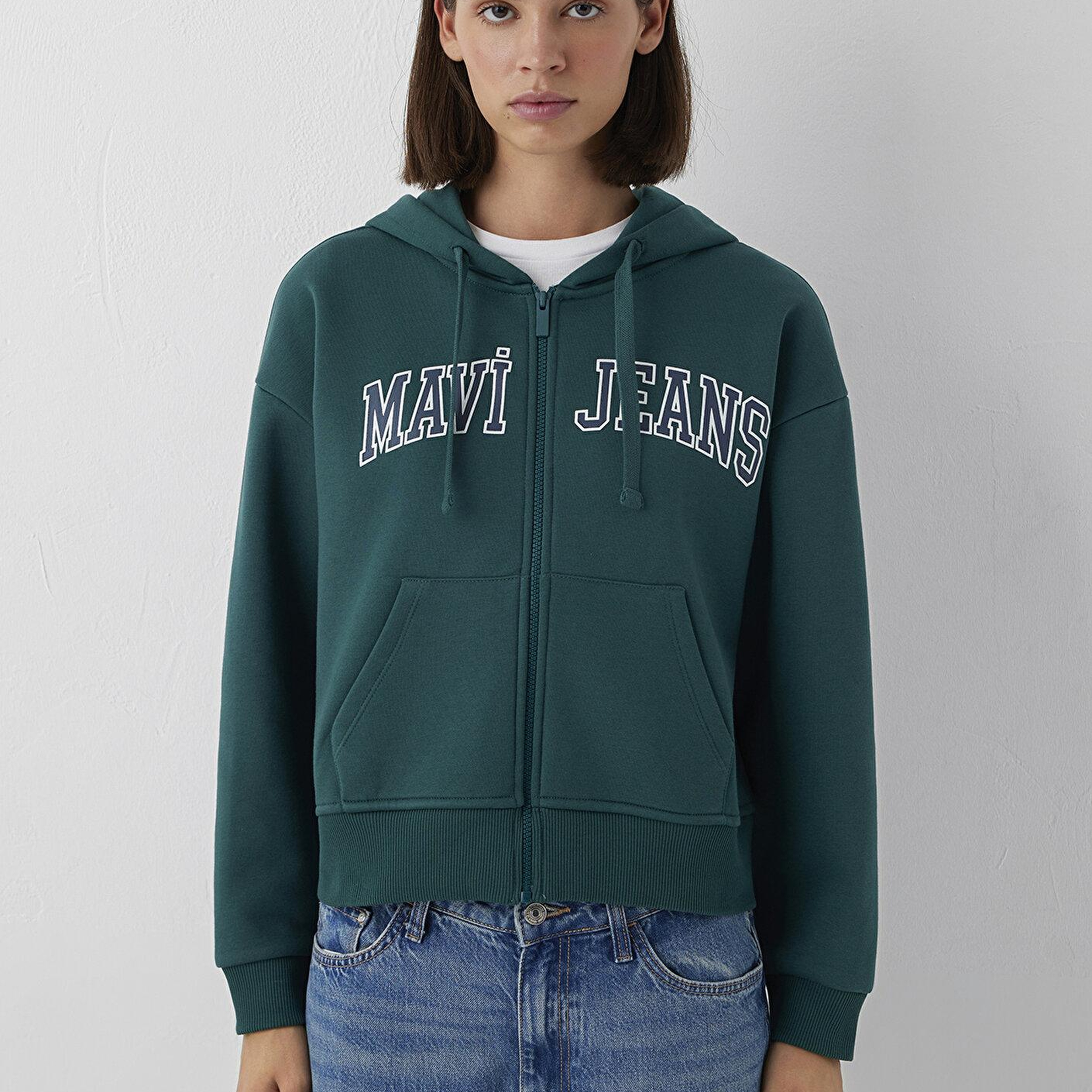 Mavi Kapüşonlu Yeşil Sweatshirt 1S10587-87831