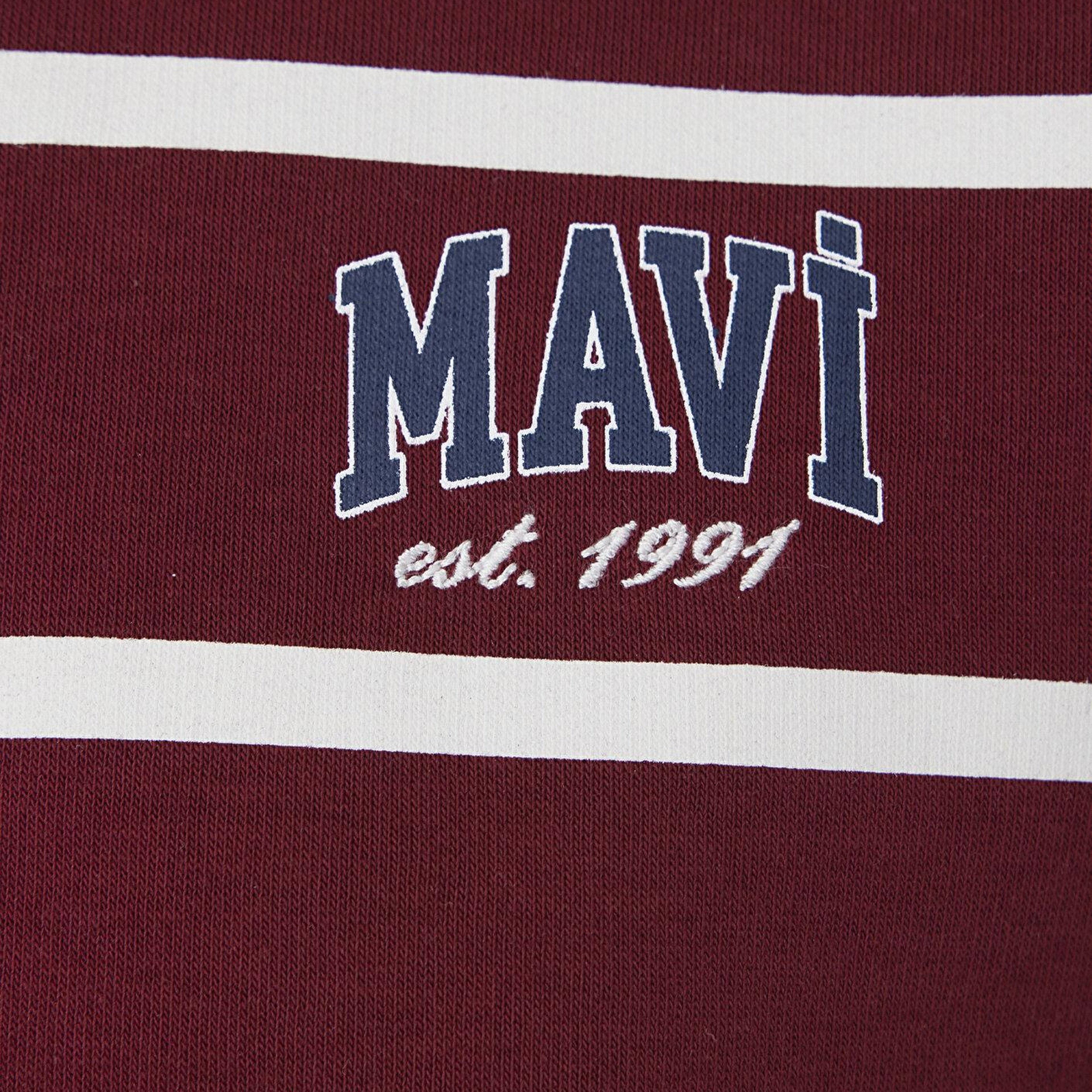 Mavi Mavi Logo Çizgili Bordo Sweatshirt 1S10456-91774