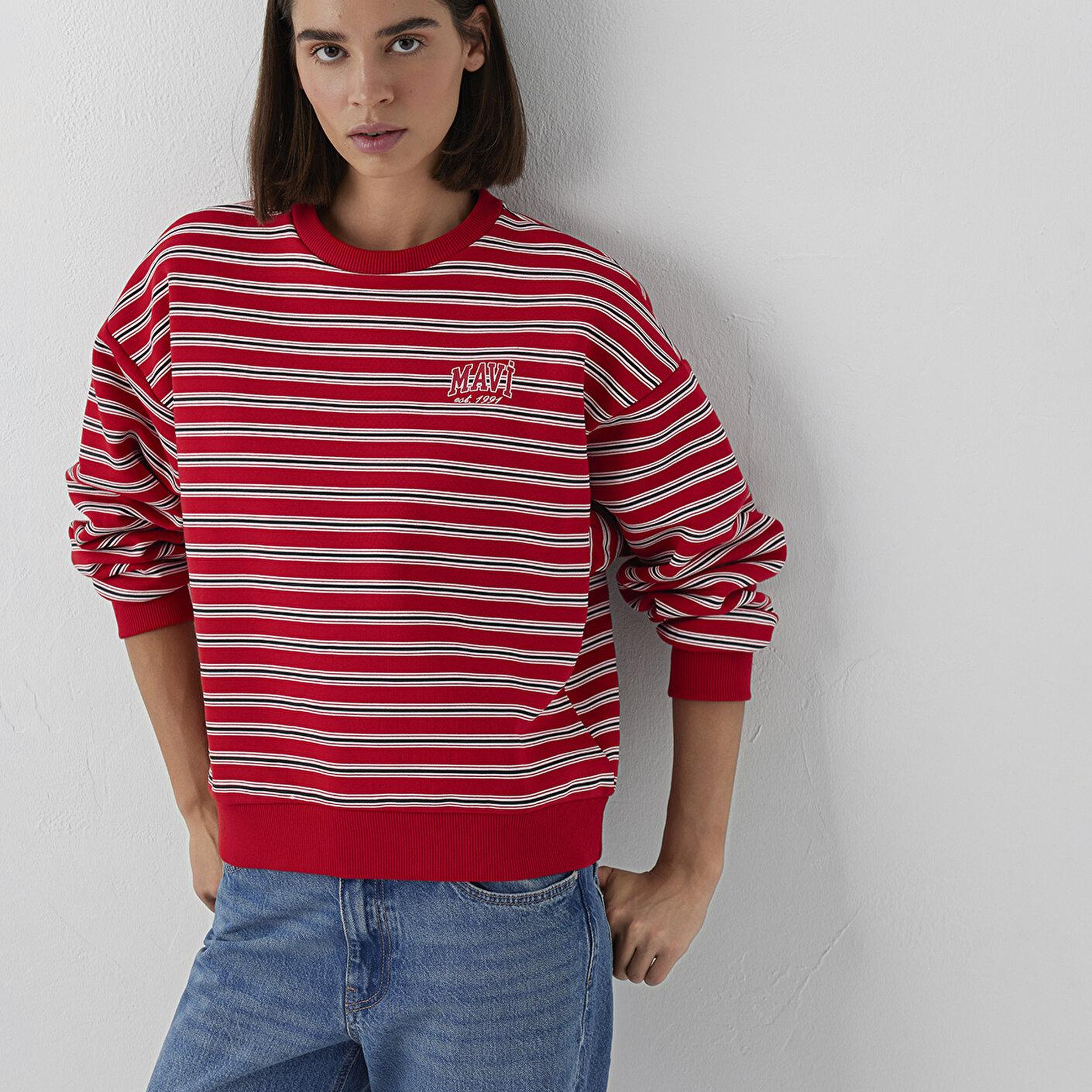 Mavi Kırmızı Sweatshirt 1S20092-86680