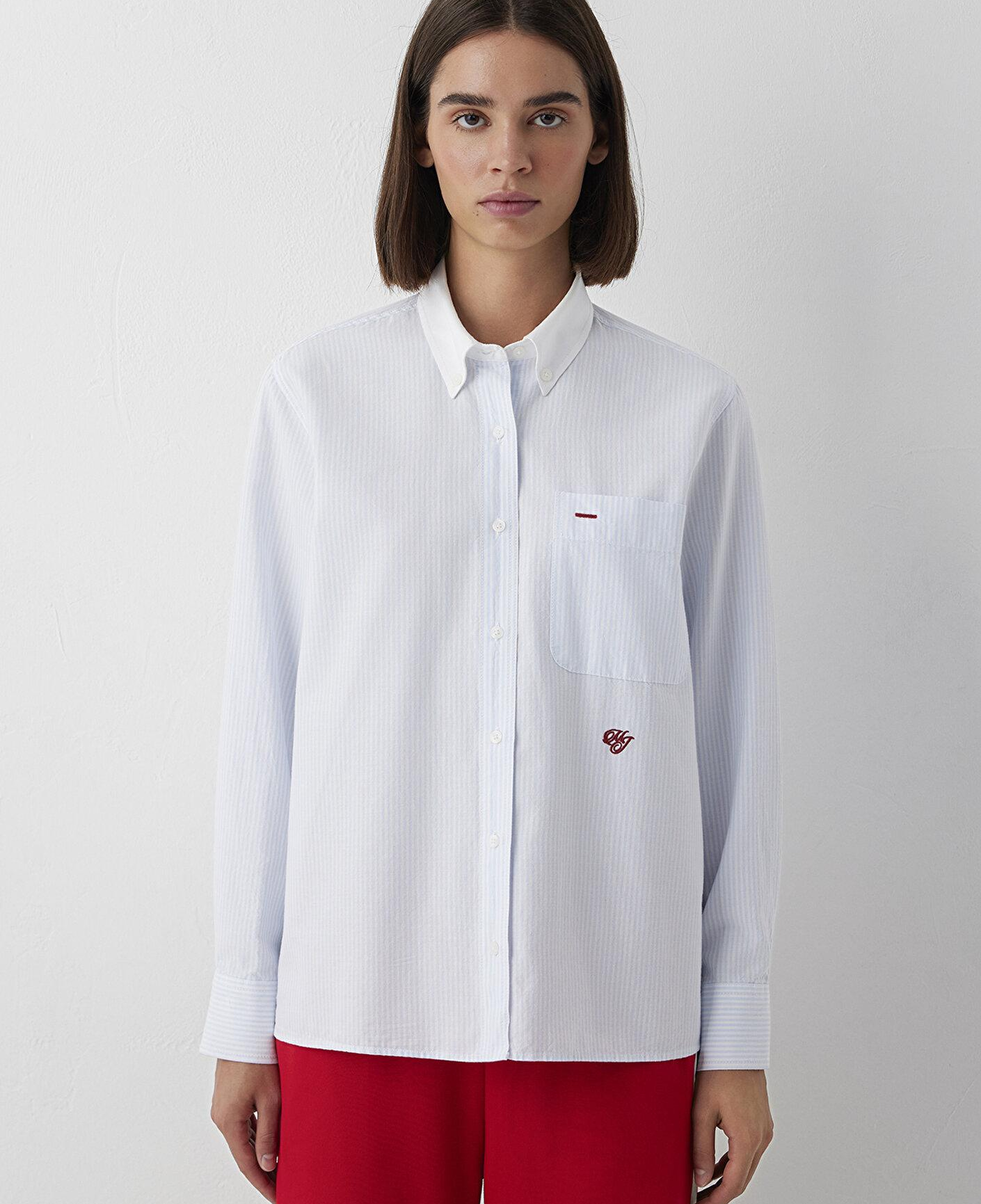 Mavi MJ Nakışlı Çizgili Gömlek Loose Fit / Bol Rahat Kesim 1211562-91632