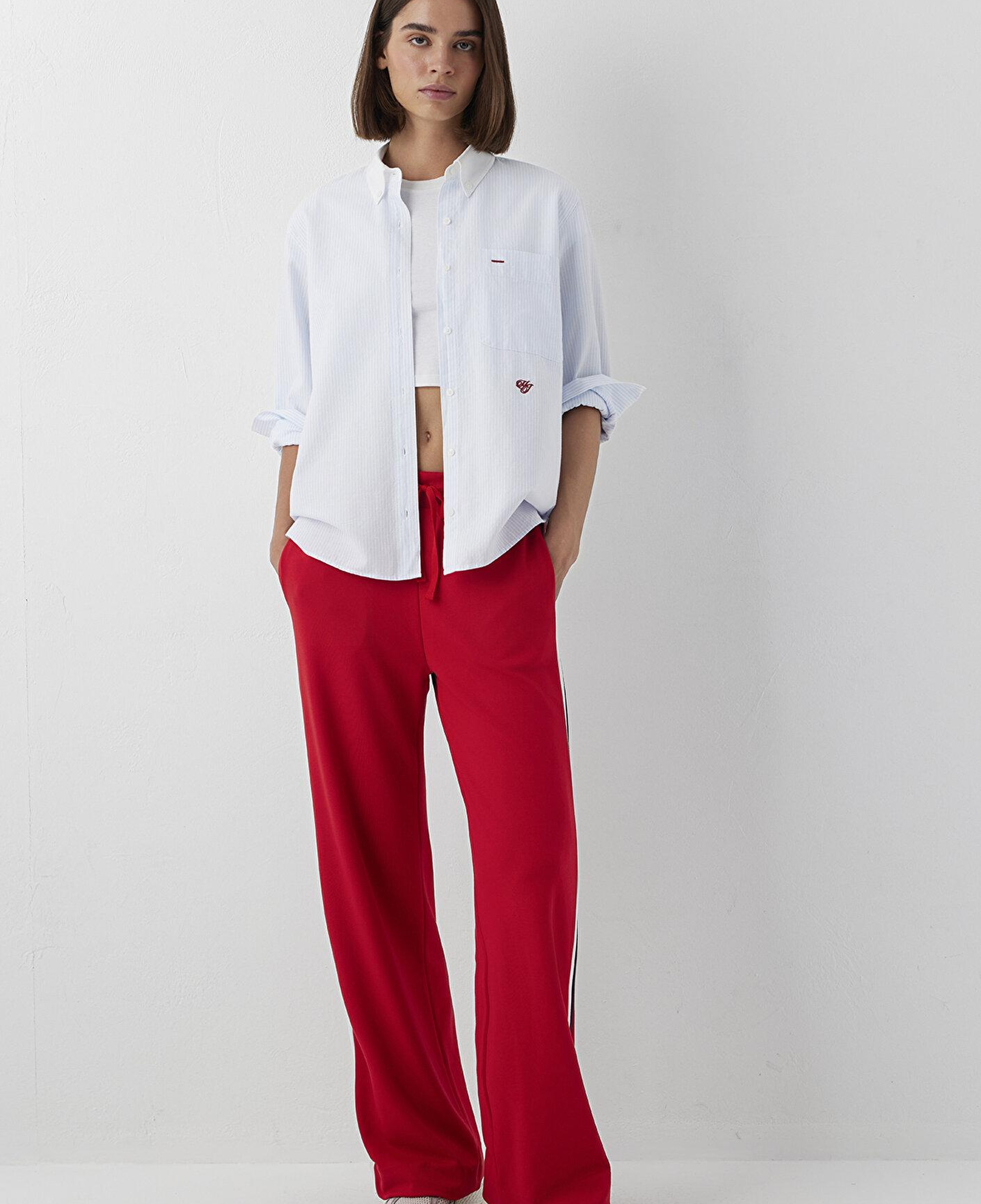 Mavi MJ Nakışlı Çizgili Gömlek Loose Fit / Bol Rahat Kesim 1211562-91632