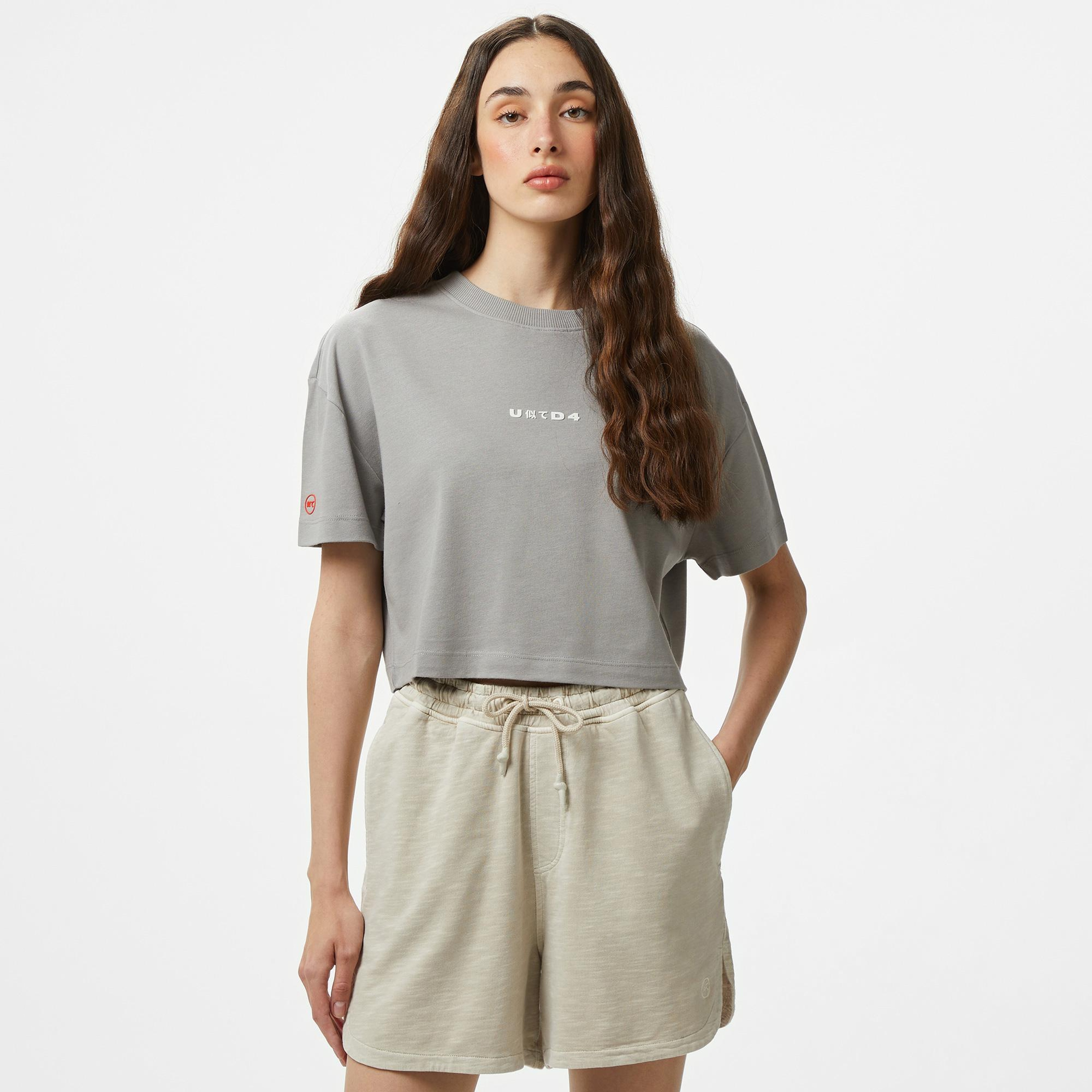 UNITED4 Kadın Gri T-Shirt