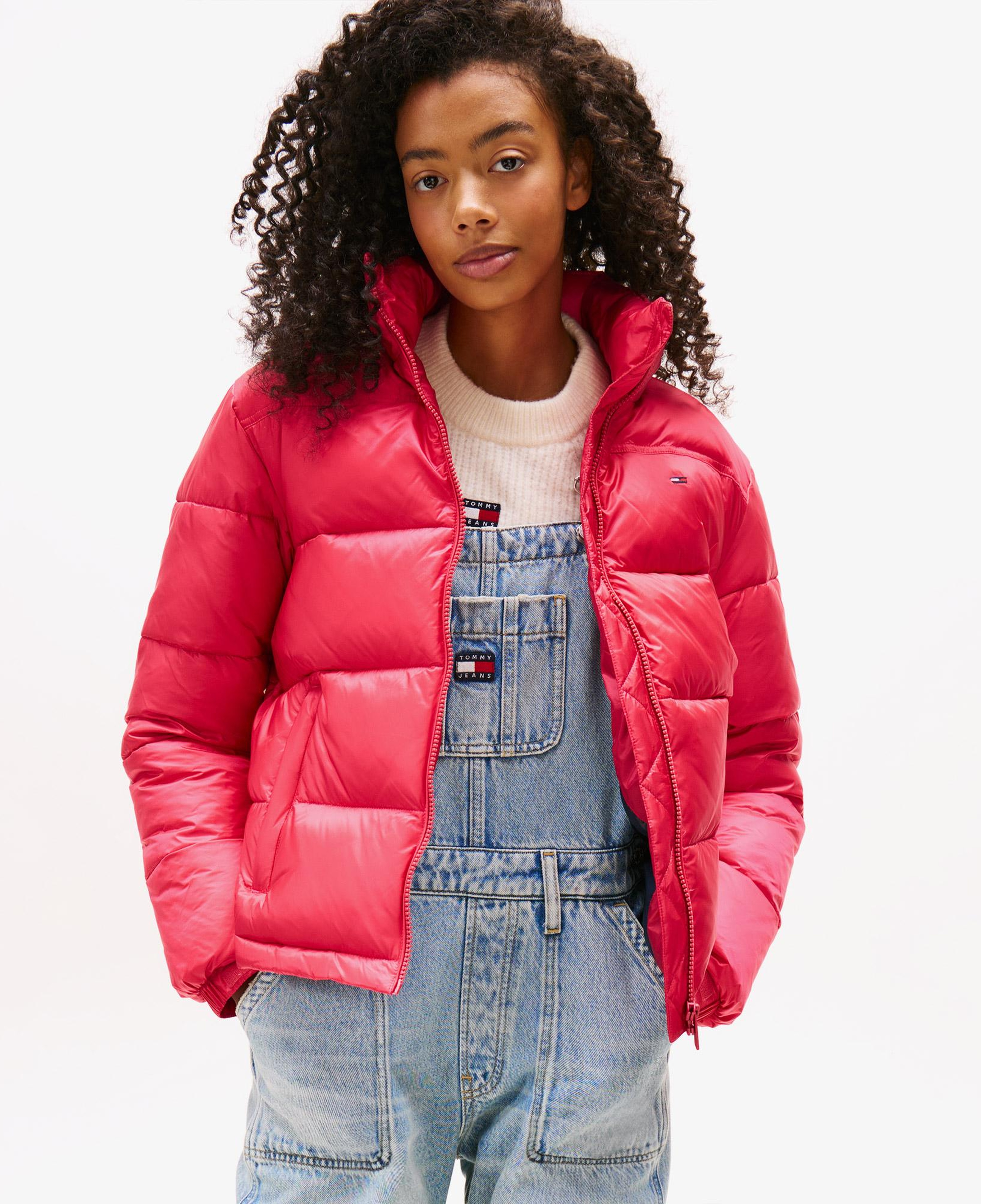 Tommy Jeans Hood Essentials Kadın Pembe Puffer Mont