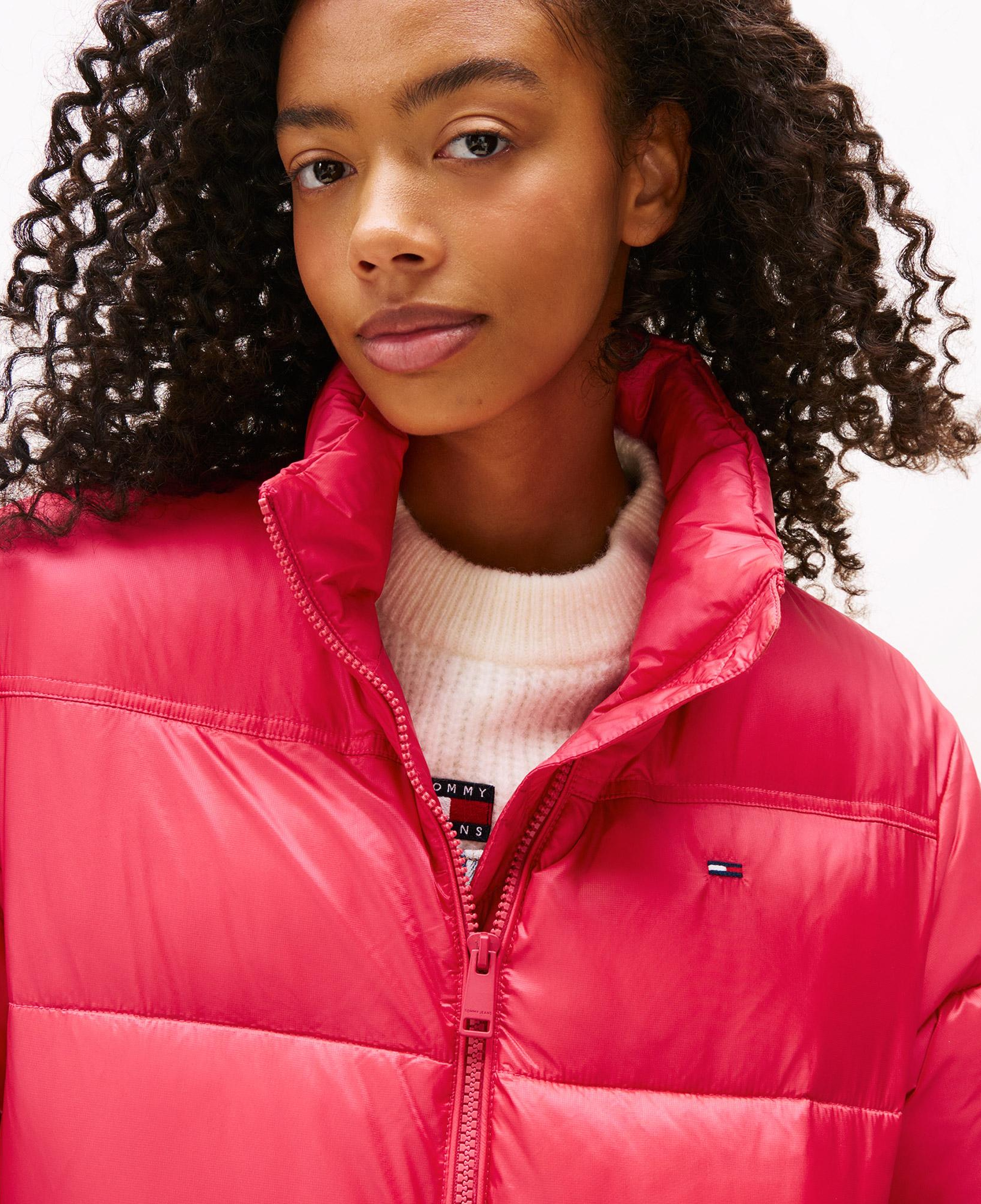 Tommy Jeans Hood Essentials Kadın Pembe Puffer Mont