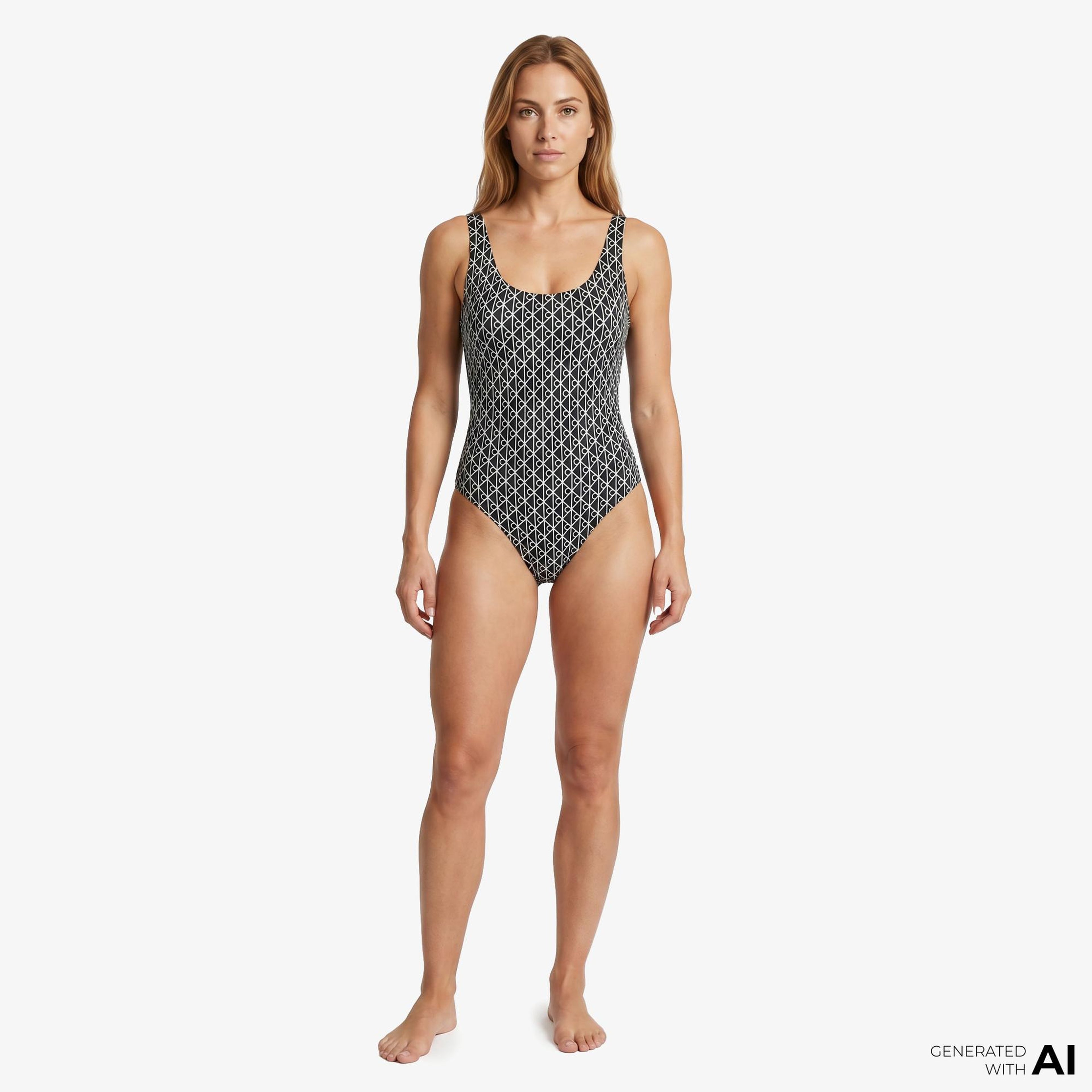 Calvin Klein Scoop Back One Piece Kadın Siyah Mayo
