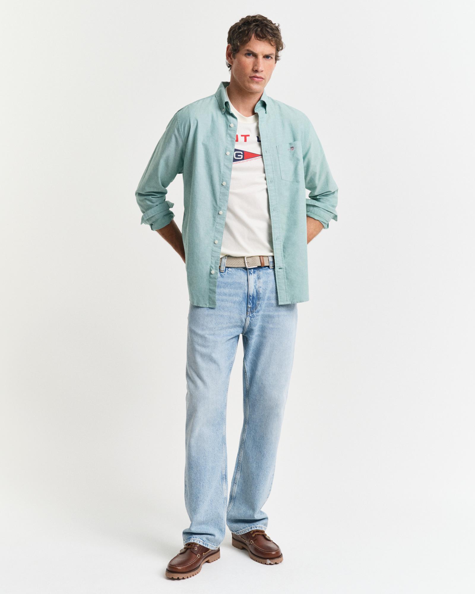 GANT Erkek Krem Regular Fit Bisiklet Yaka Logolu T-Shirt