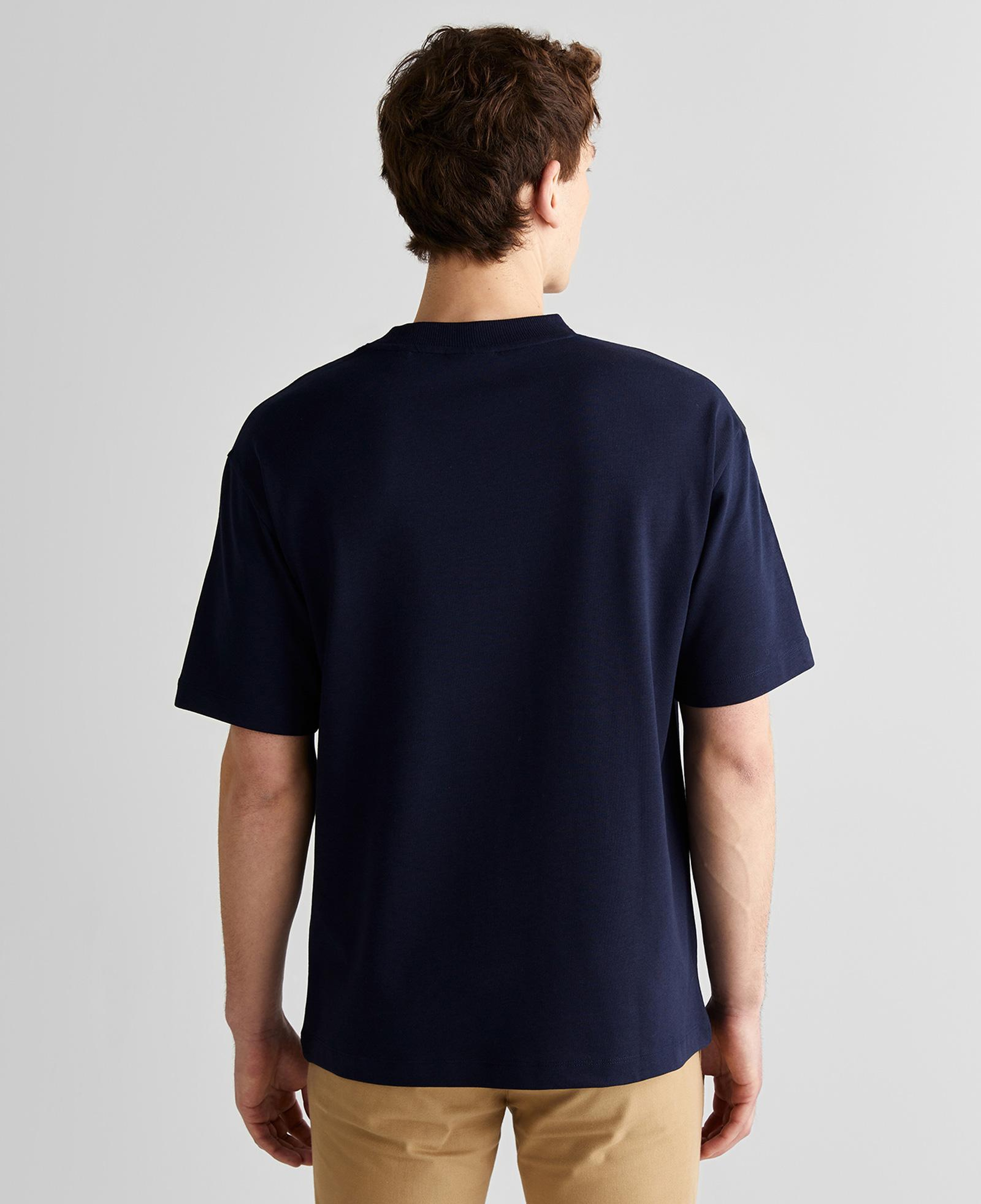 GANT Erkek Lacivert Relaxed Fit Bisiklet Yaka Logolu T-Shirt