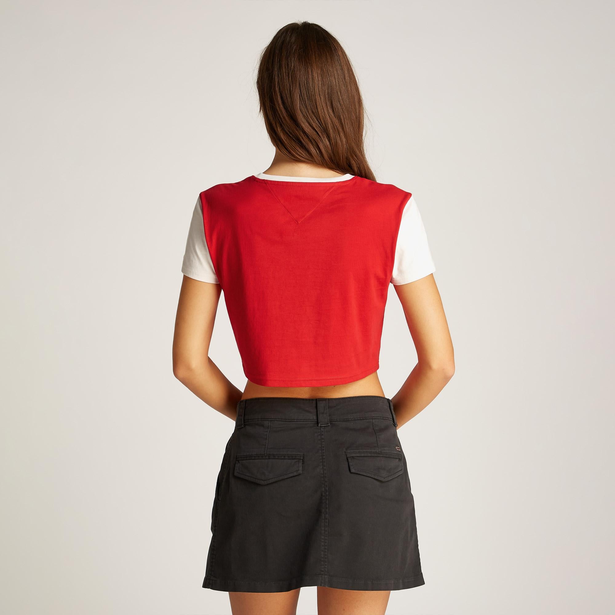 Tommy Jeans Reg Crp Varsity Kadın Kırmızı T-Shirt