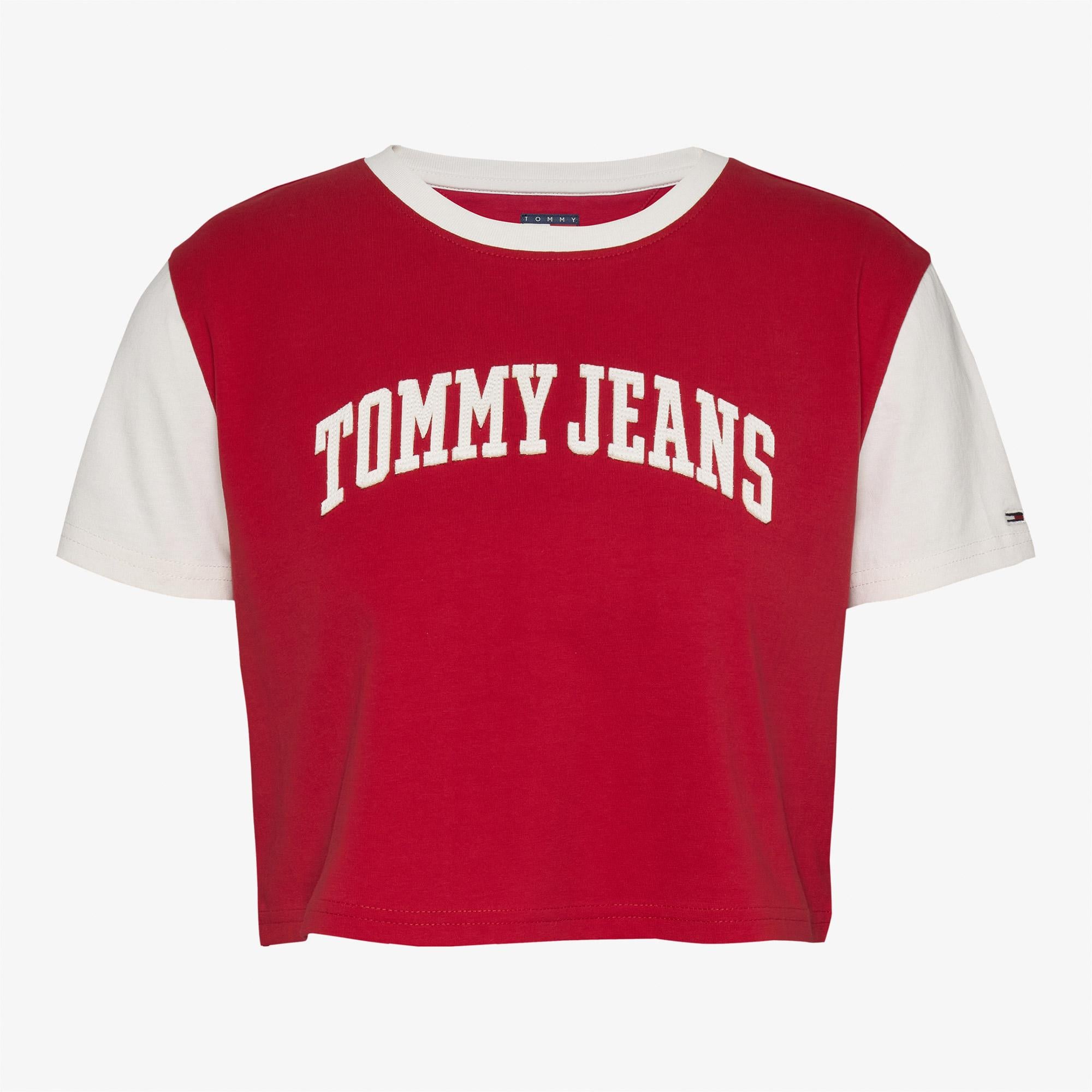 Tommy Jeans Reg Crp Varsity Kadın Kırmızı T-Shirt