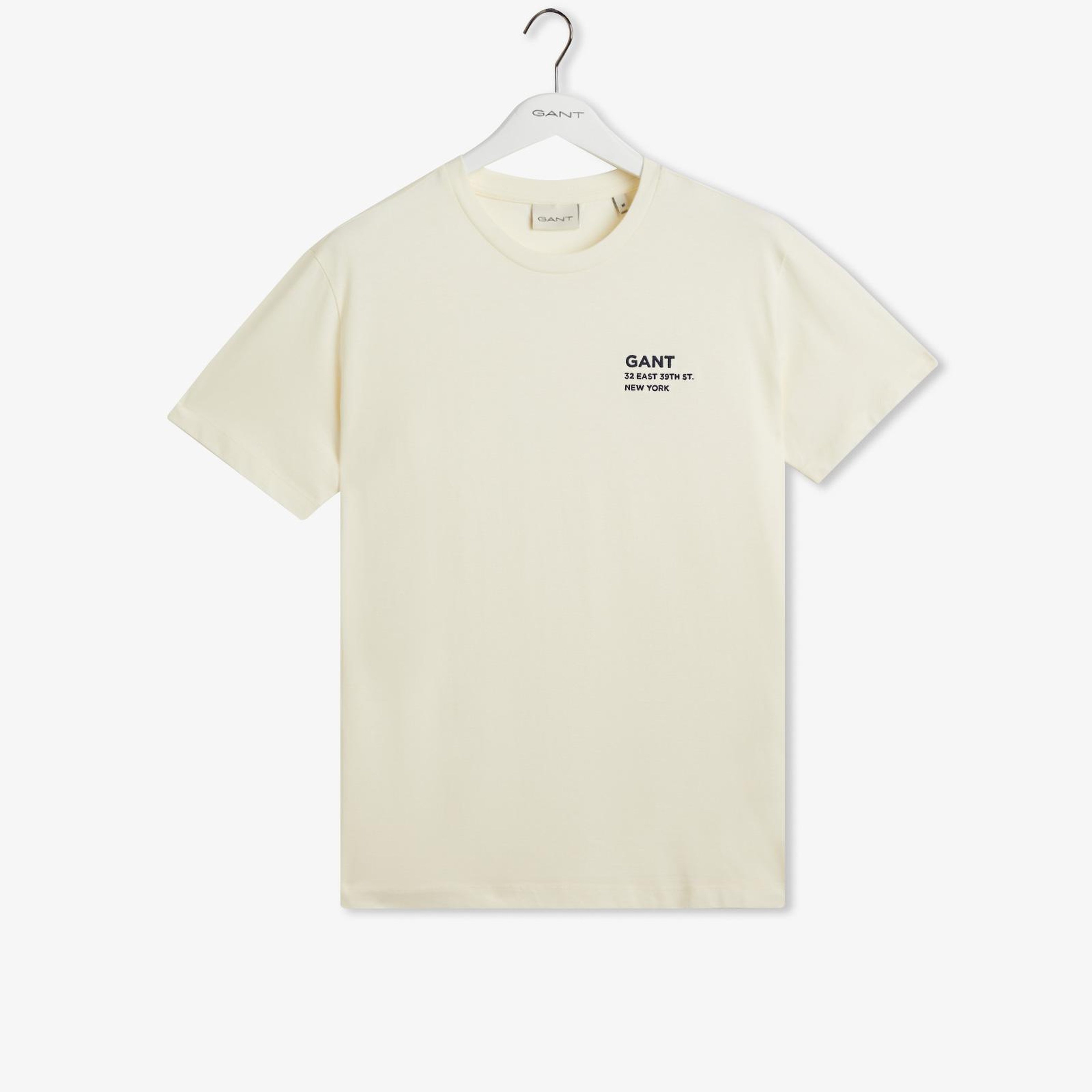 GANT Erkek Krem Regular Fit Bisiklet Yaka Logolu T-Shirt