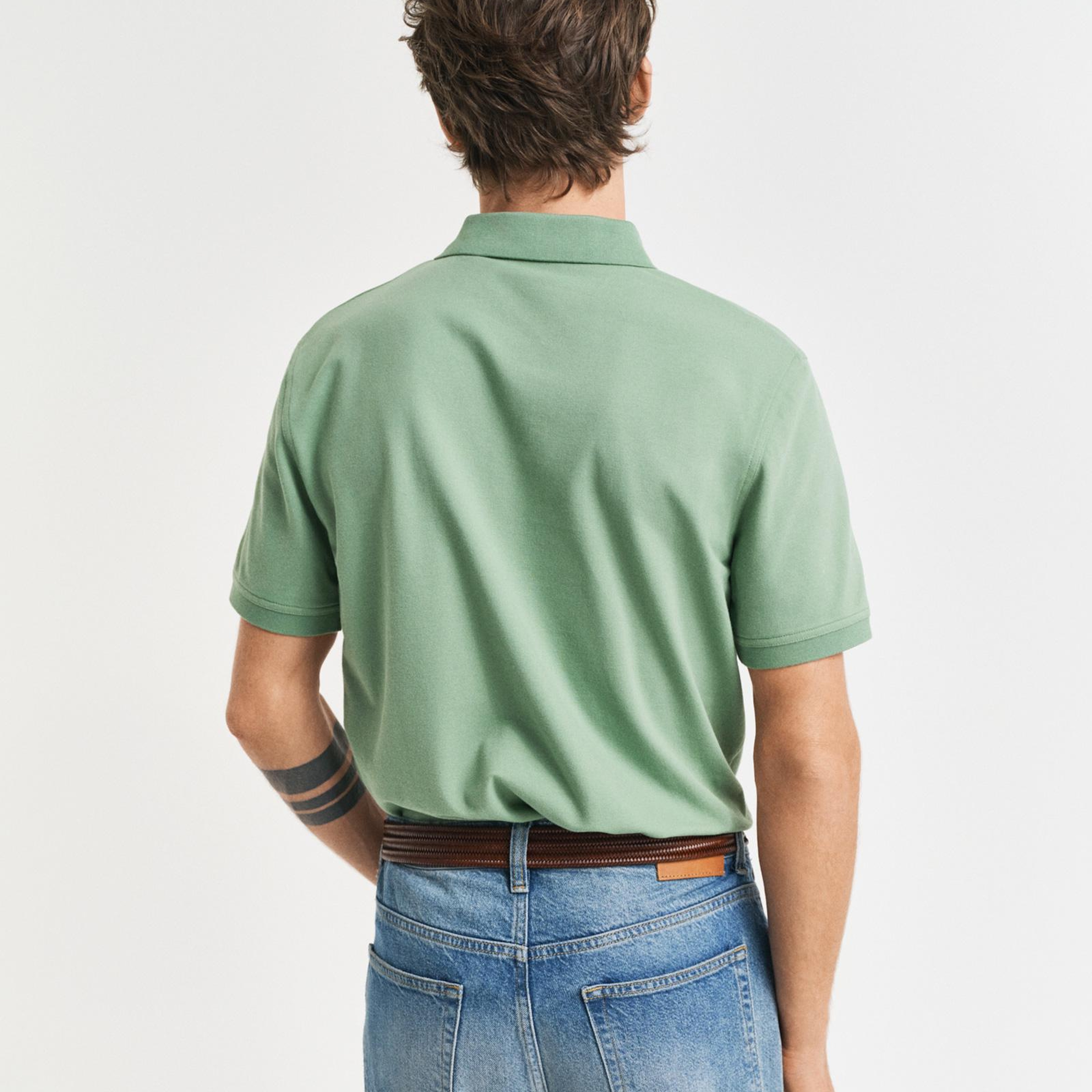 GANT Erkek Yeşil Regular Fit Polo Yaka T-Shirt