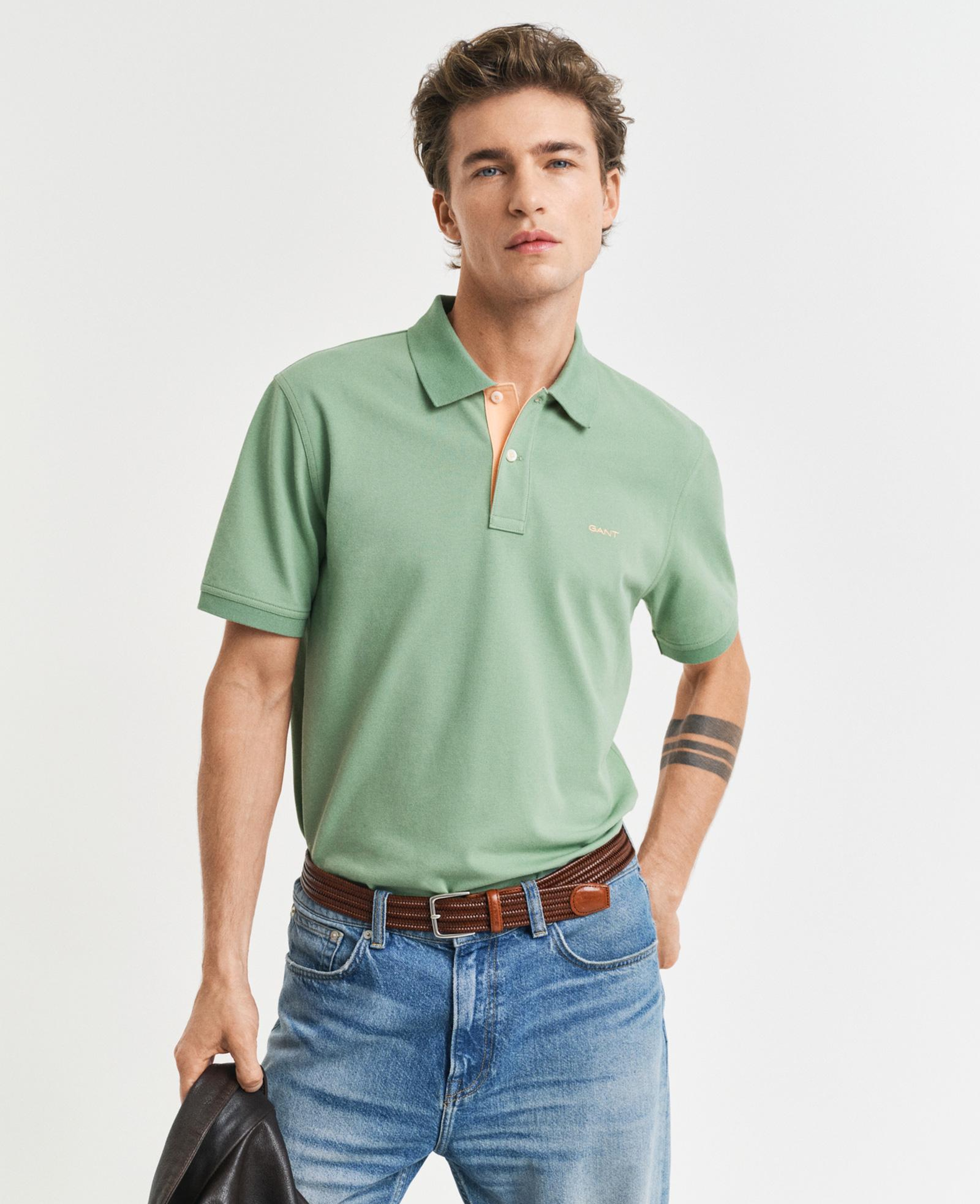 GANT Erkek Yeşil Regular Fit Polo Yaka T-Shirt