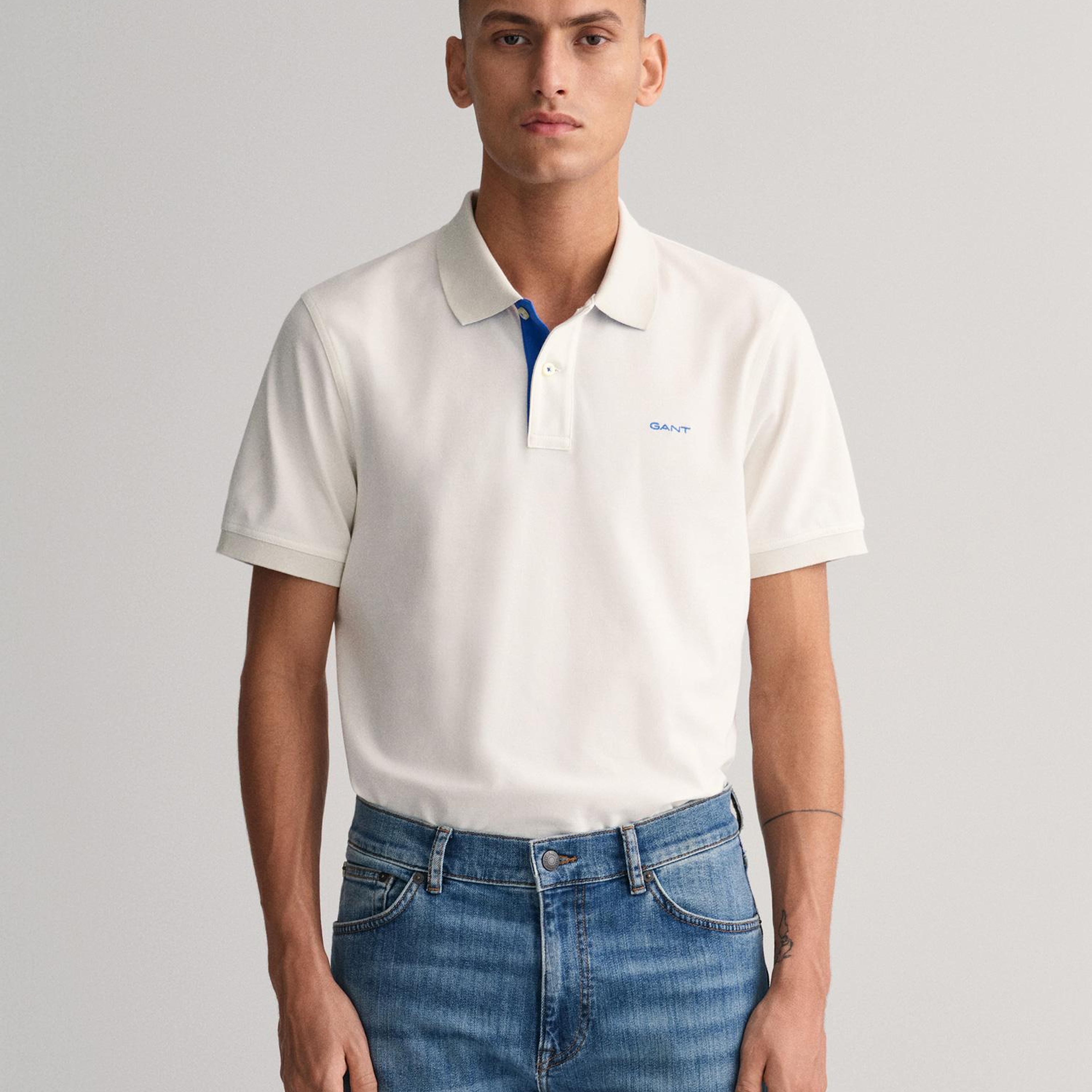 GANT Erkek Beyaz Regular Fit Polo Yaka T-Shirt