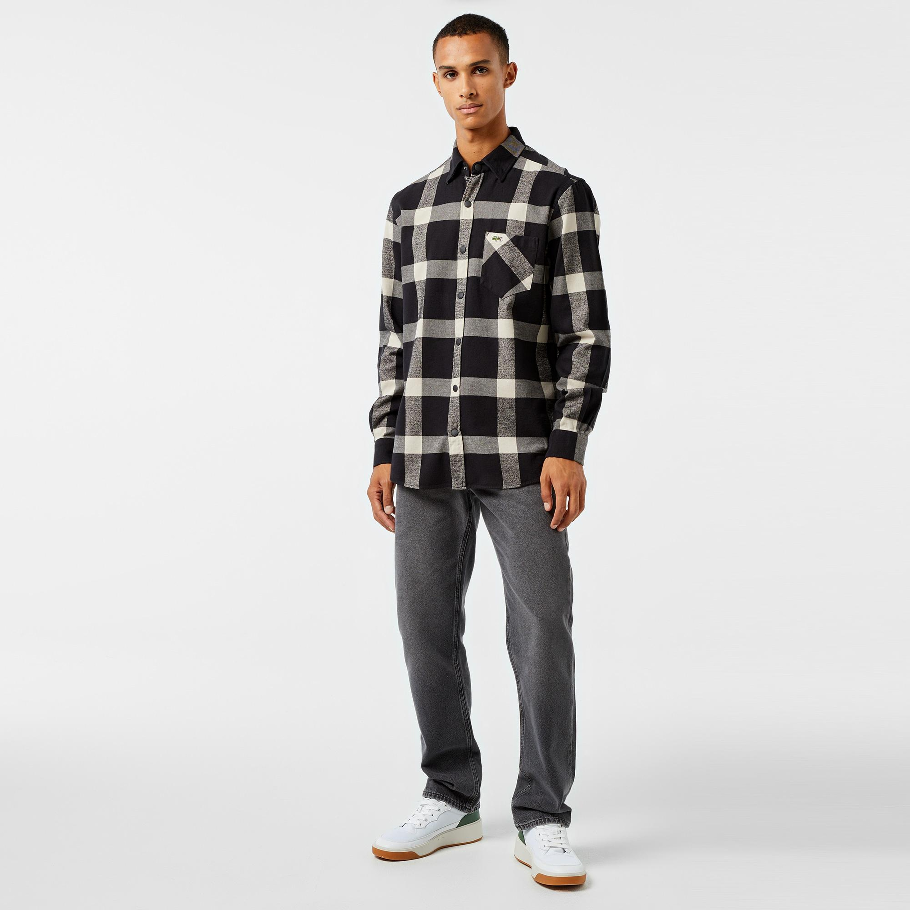 Lacoste Erkek Regular Fit Ekose Siyah Gömlek