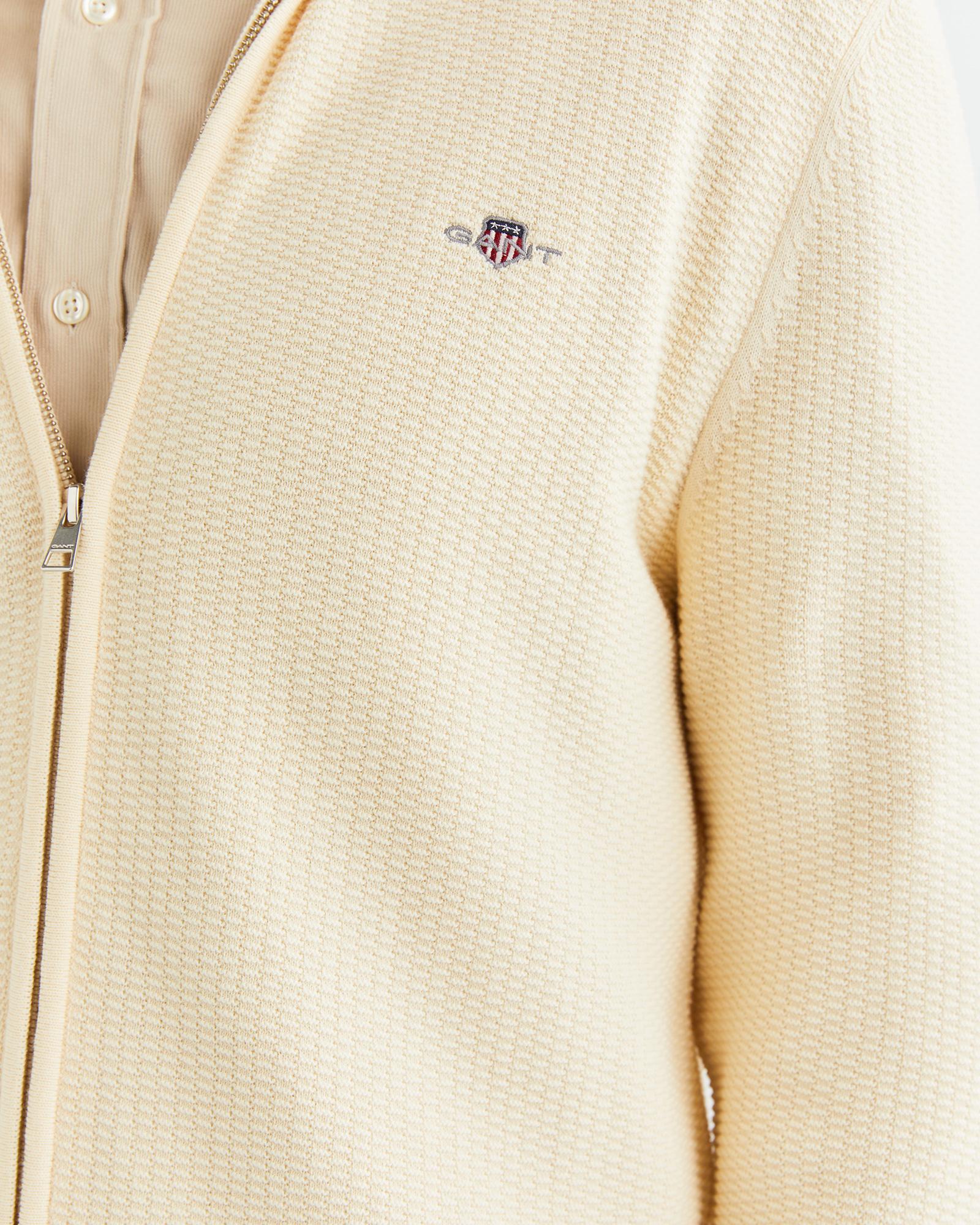 GANT Erkek Krem Regular Fit Fermuarlı Hırka