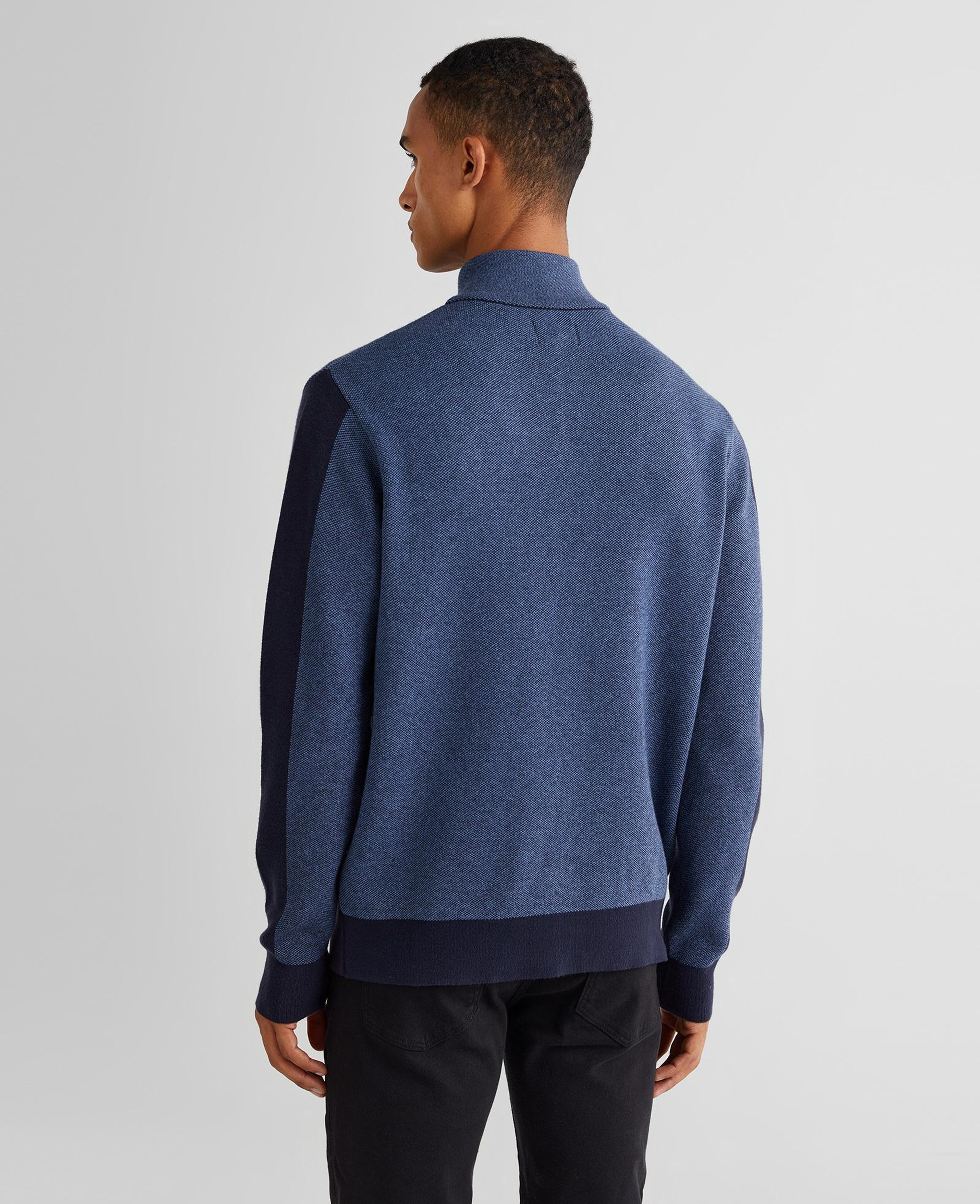 GANT Erkek Lacivert Relaxed Fit Yarım Fermuarlı Renk Bloklu Kazak
