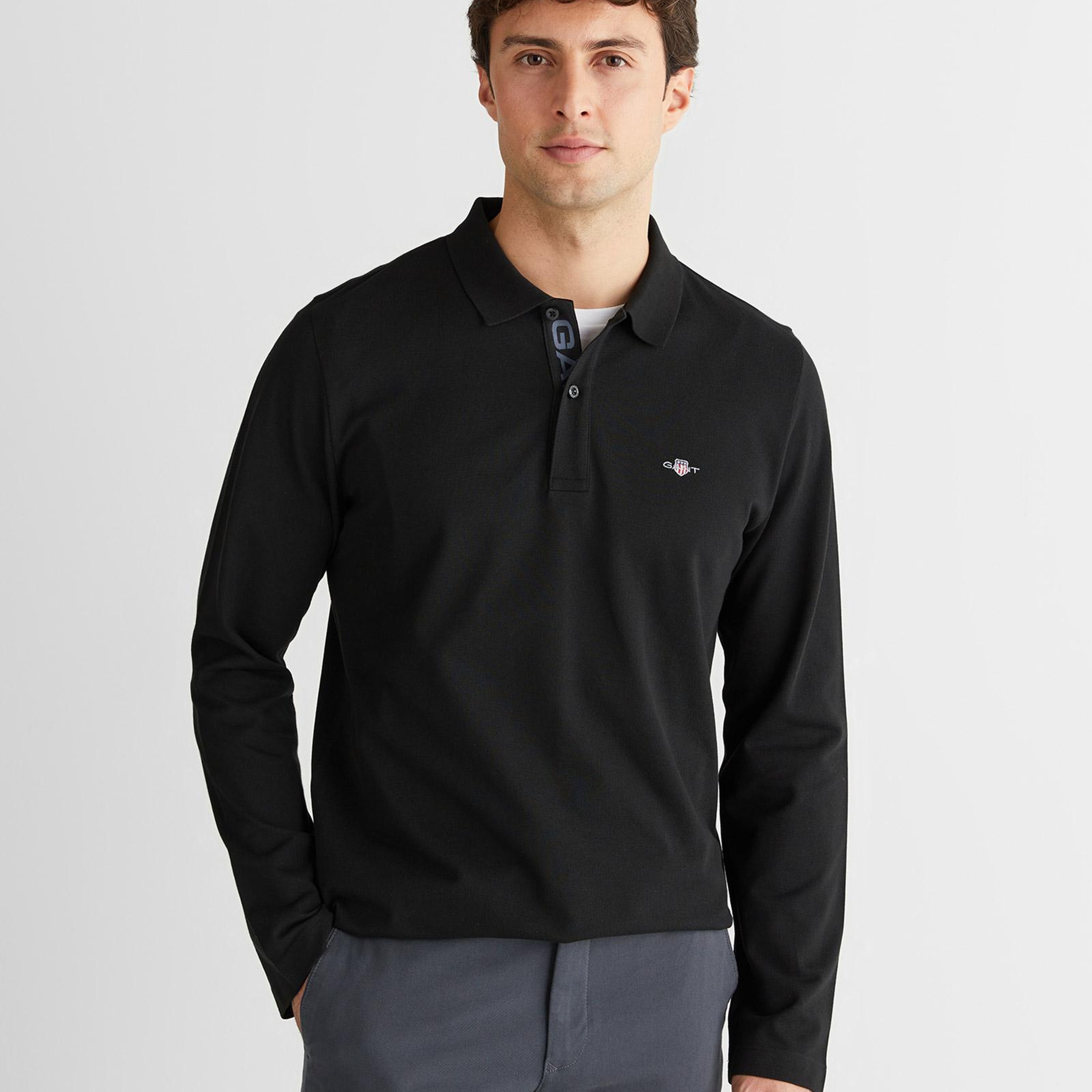 GANT Erkek Siyah Regular Fit Polo Yaka Polo