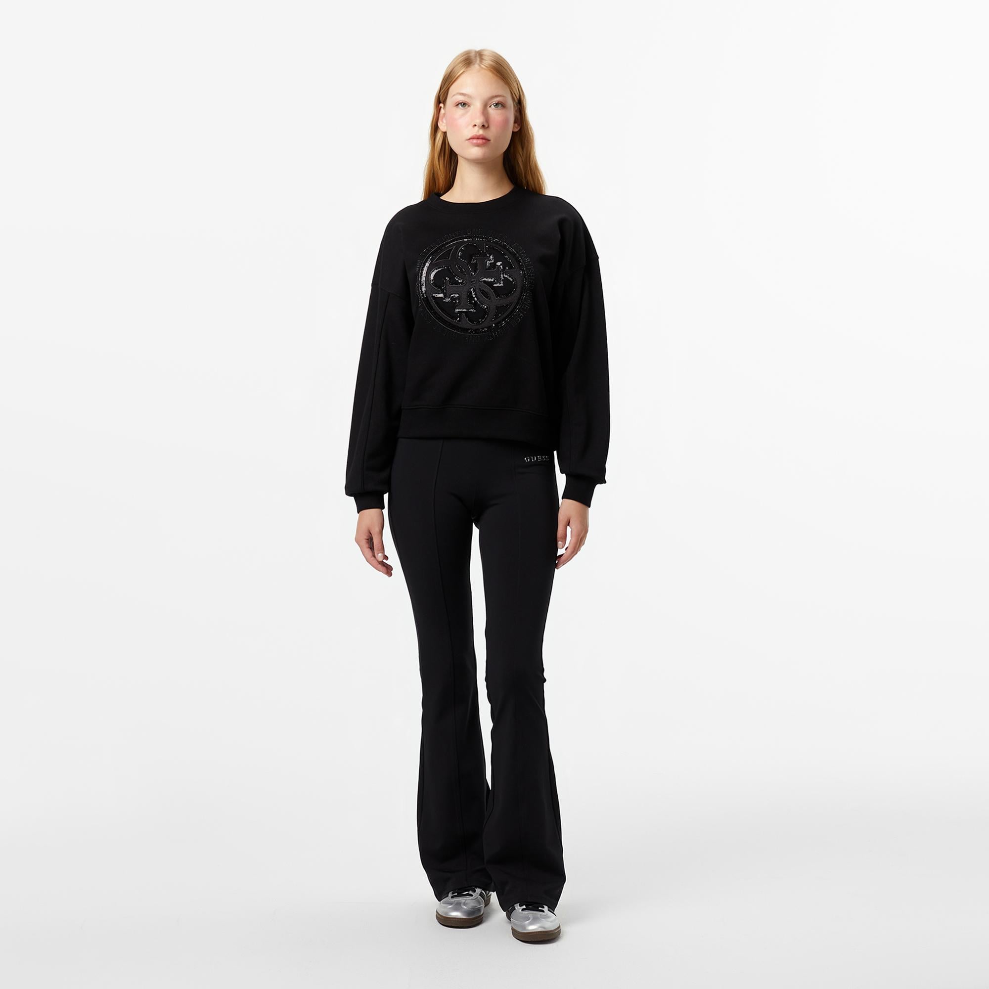 Guess Margot Slim Fit Kadın Siyah Eşofman Altı