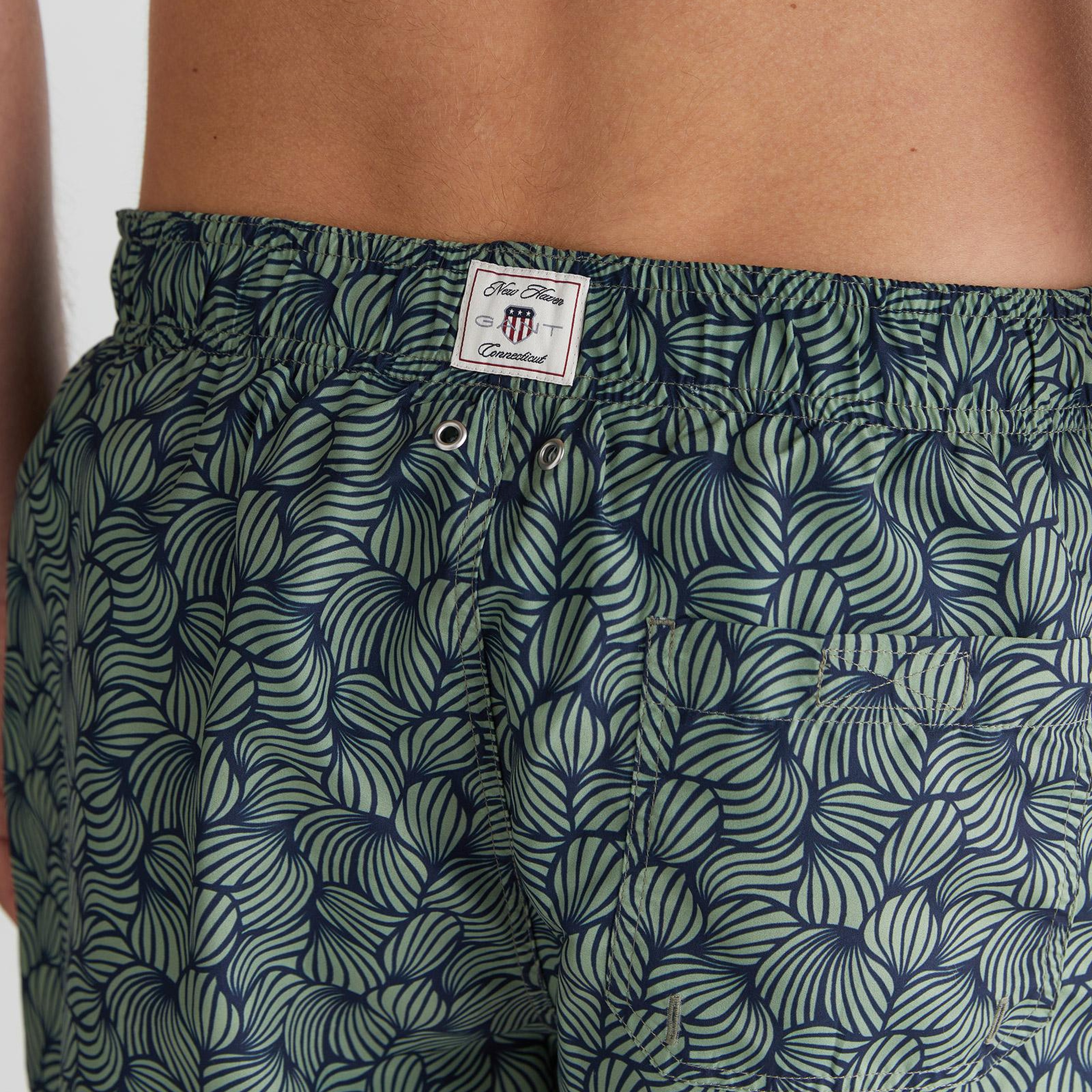 GANT Erkek Lacivert Regular Fit Desenli Mayo Şort