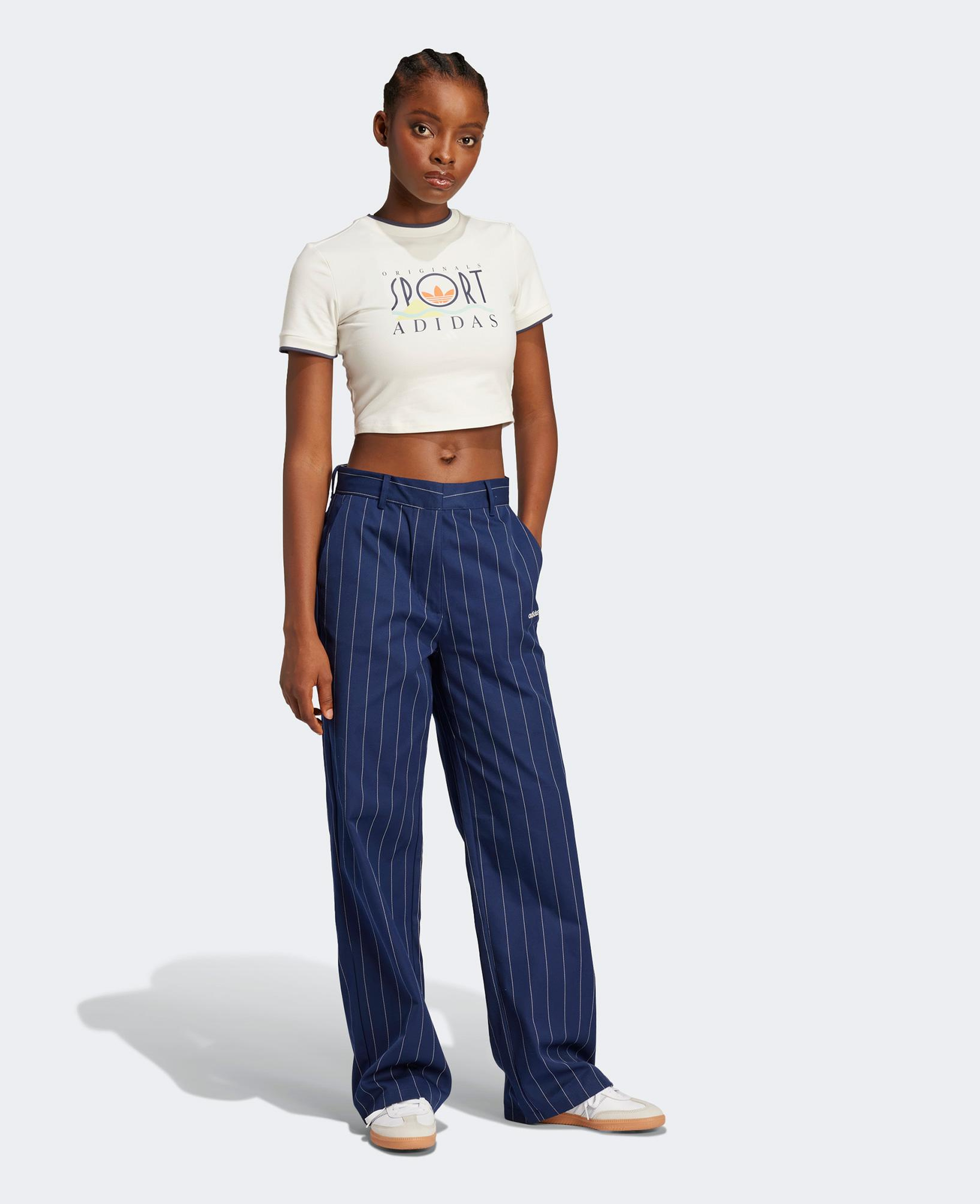 adidas Pinstripe Twill Kadın Mavi Eşofman Altı