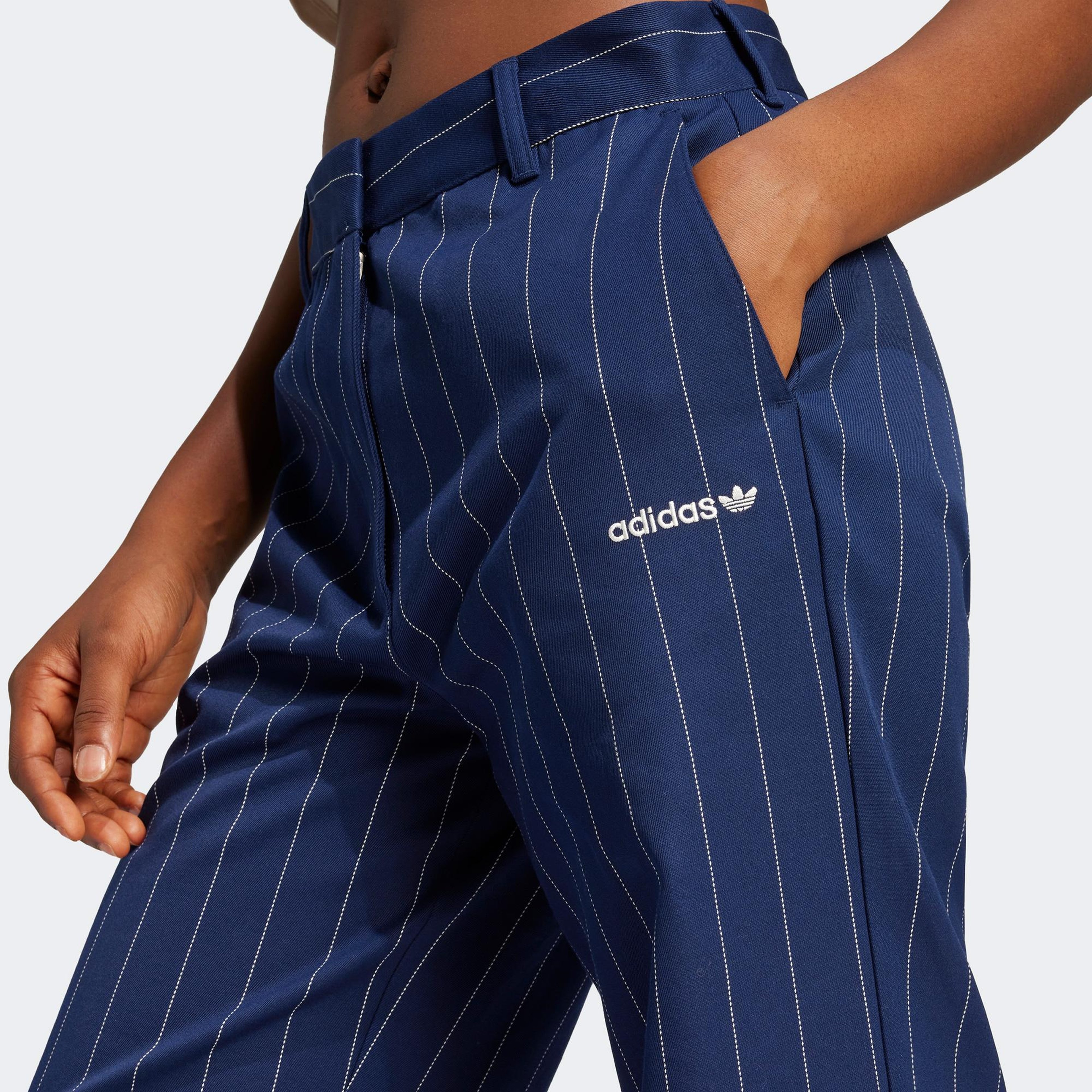 adidas Pinstripe Twill Kadın Mavi Eşofman Altı