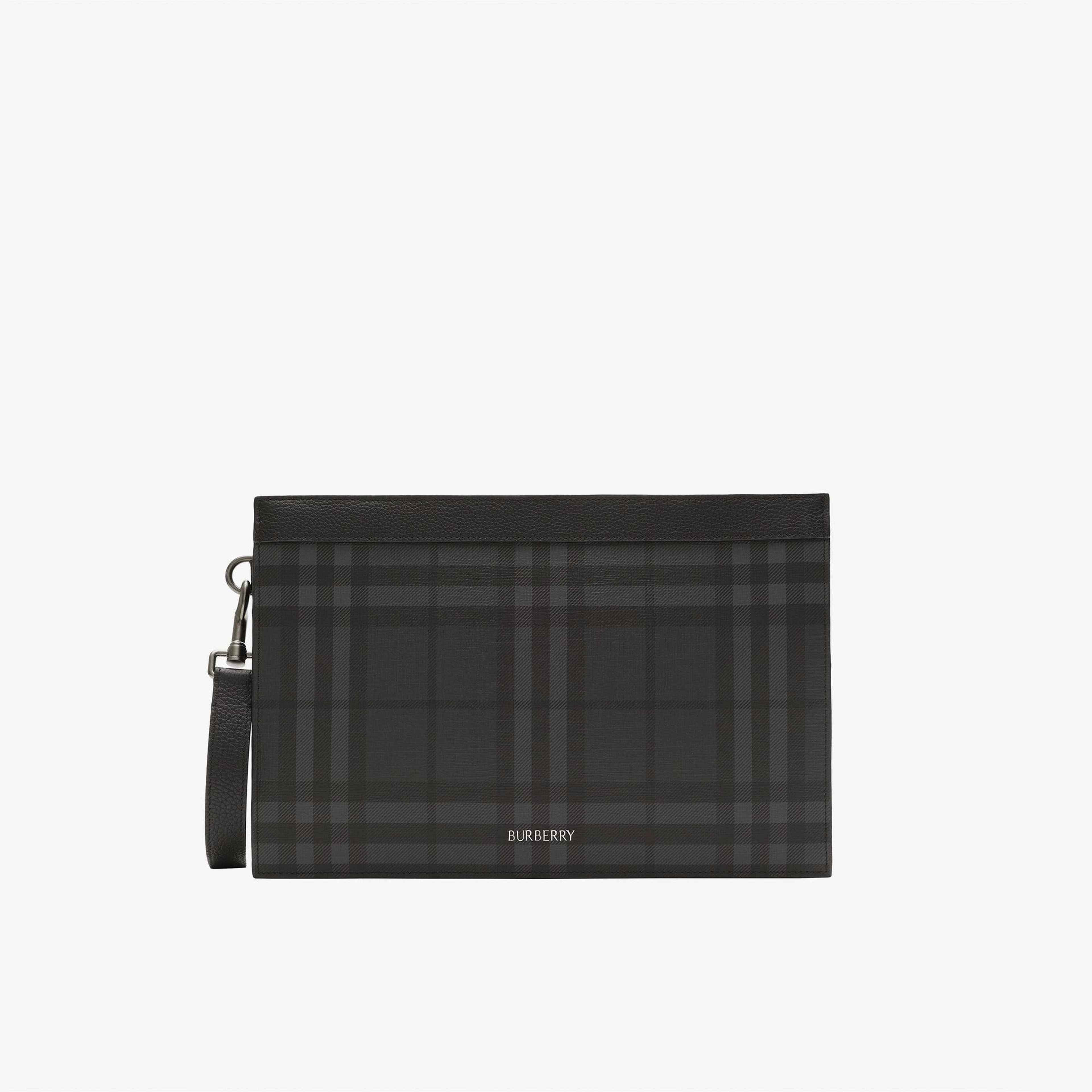 Burberry Flat Frame Pouch Bin Erkek Antrasit El Çantası