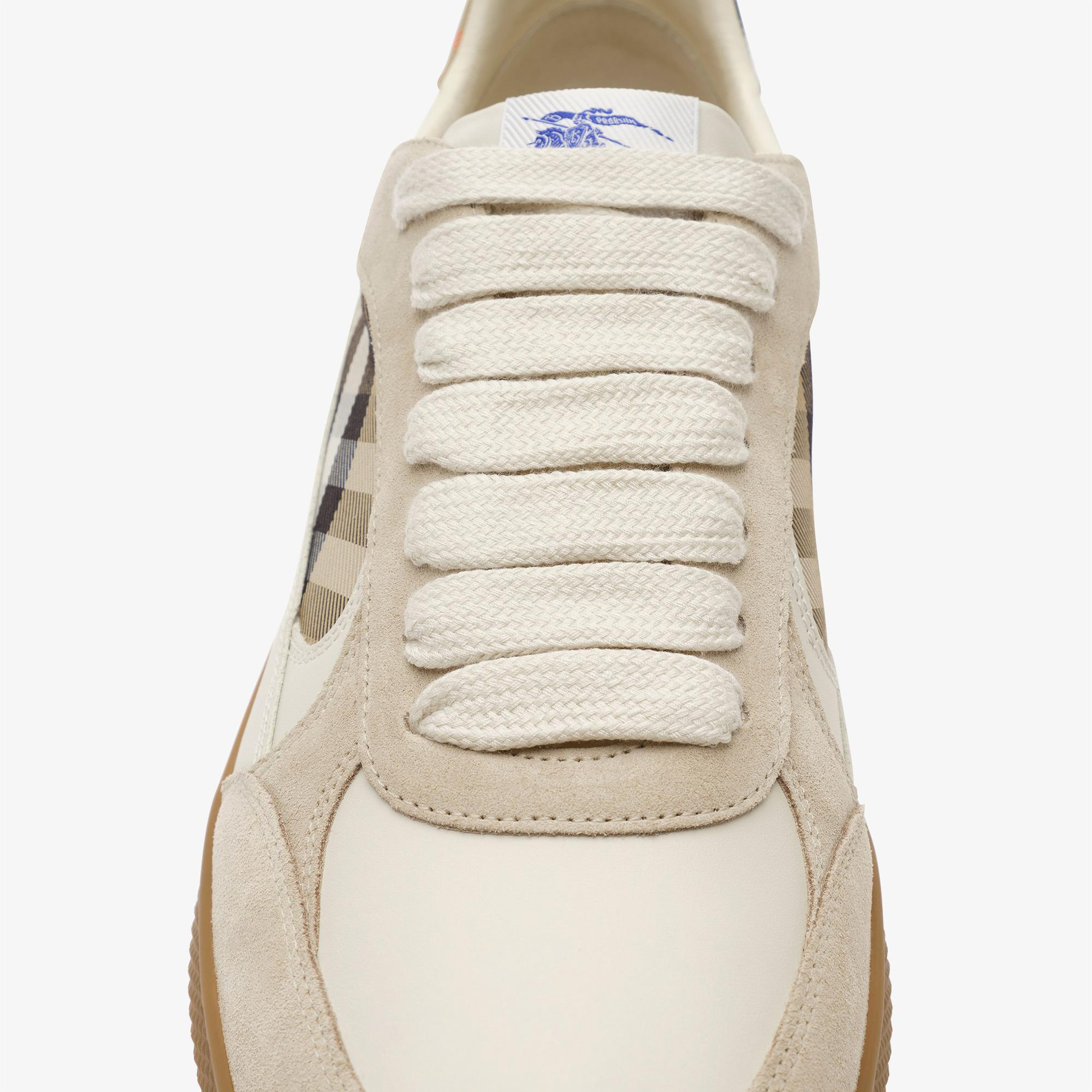 Burberry New Terrace Mix Erkek Krem Sneaker