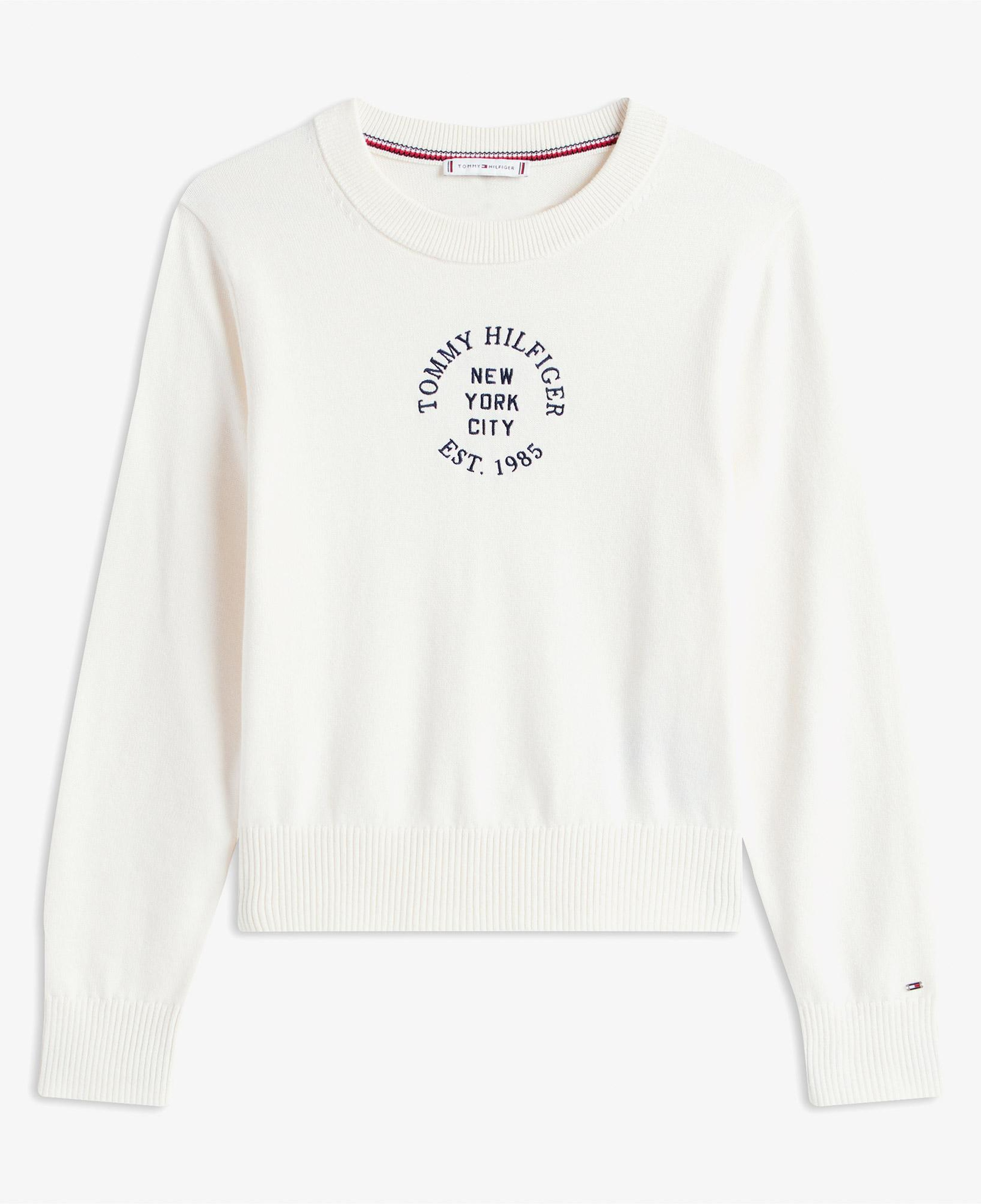 Tommy Hilfiger Graphic Logo Kadın Beyaz Kazak