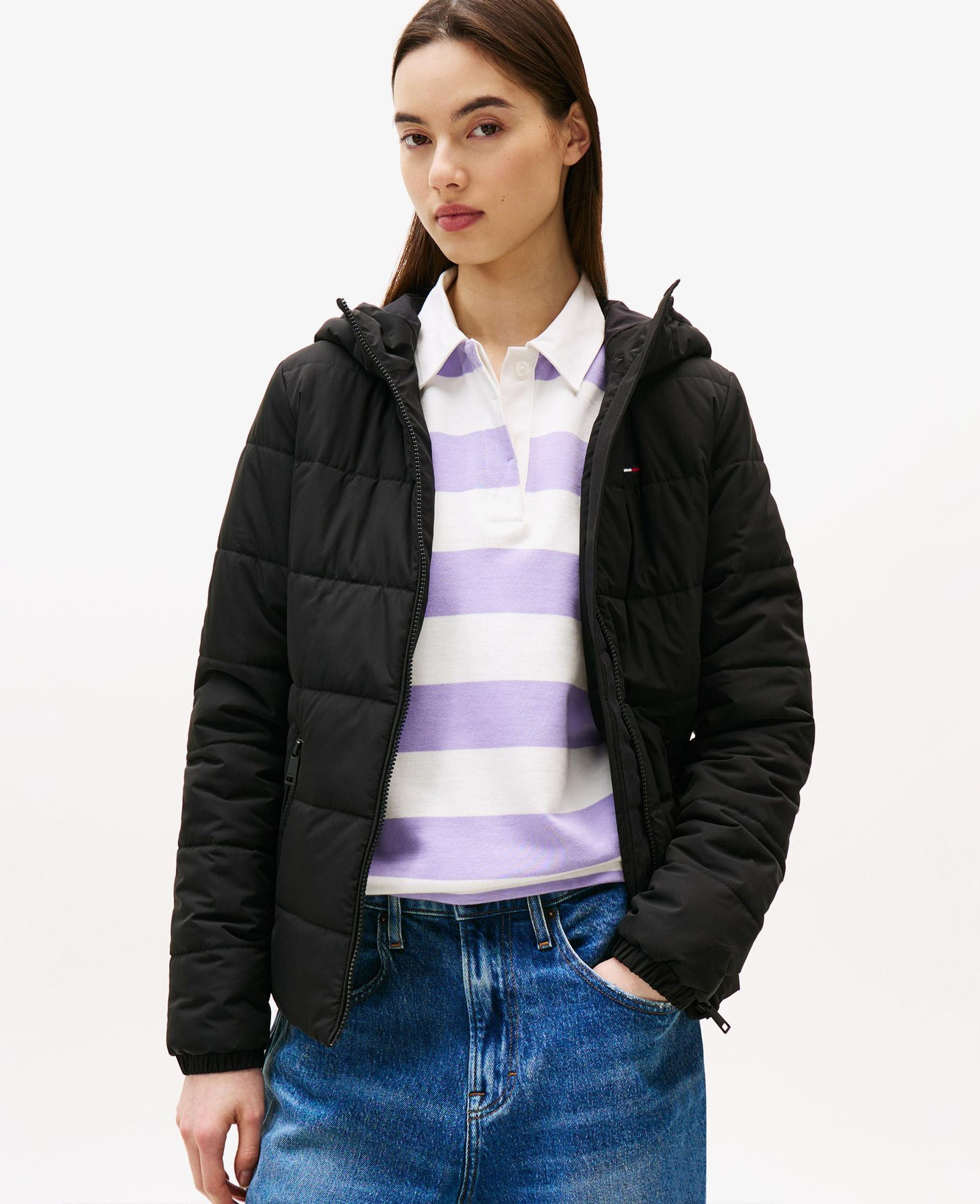 Tommy Jeans Slim Padded Kadın Siyah Puffer Mont