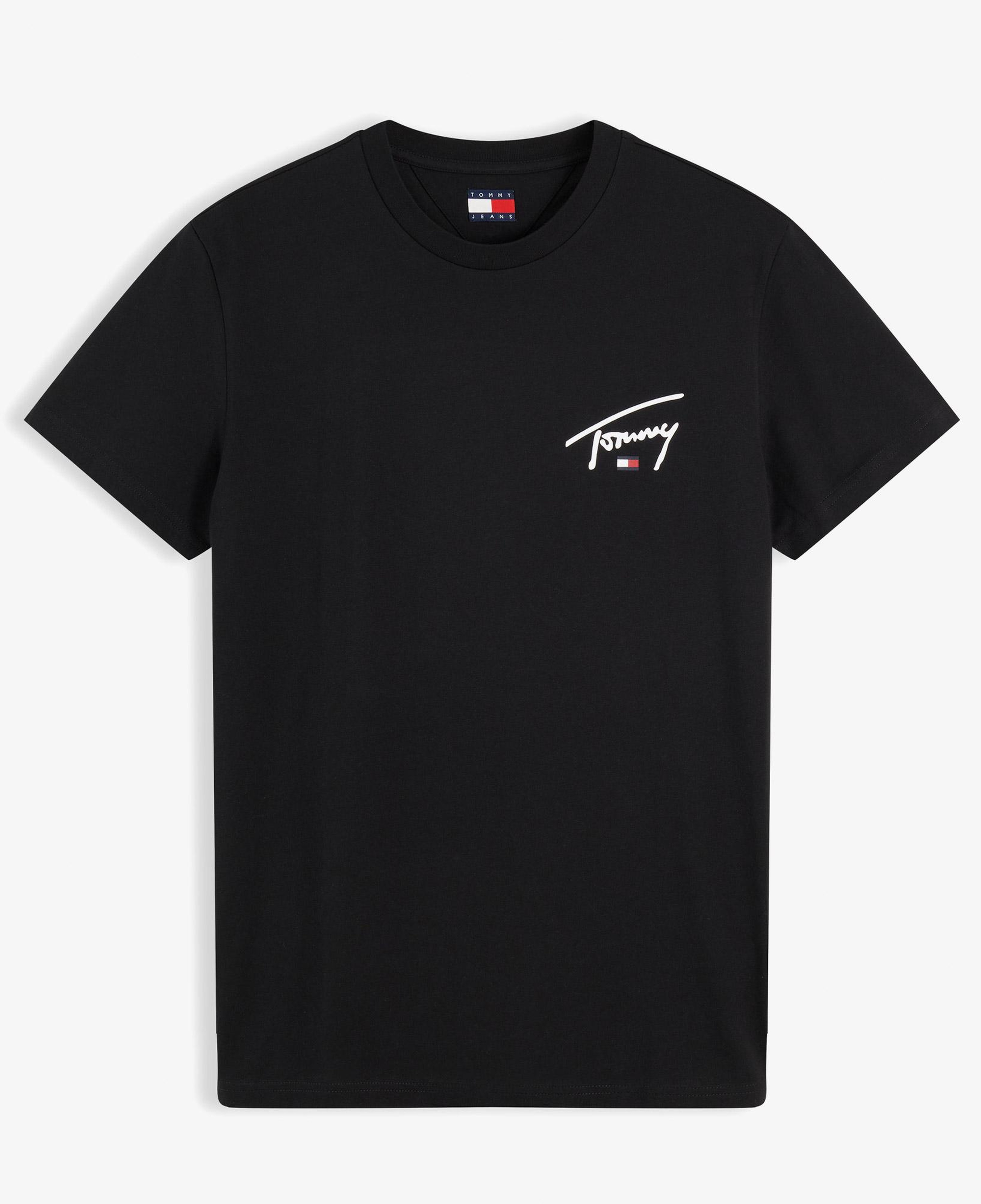 Tommy Hilfiger Slim Signature Chest Erkek Siyah T-Shirt