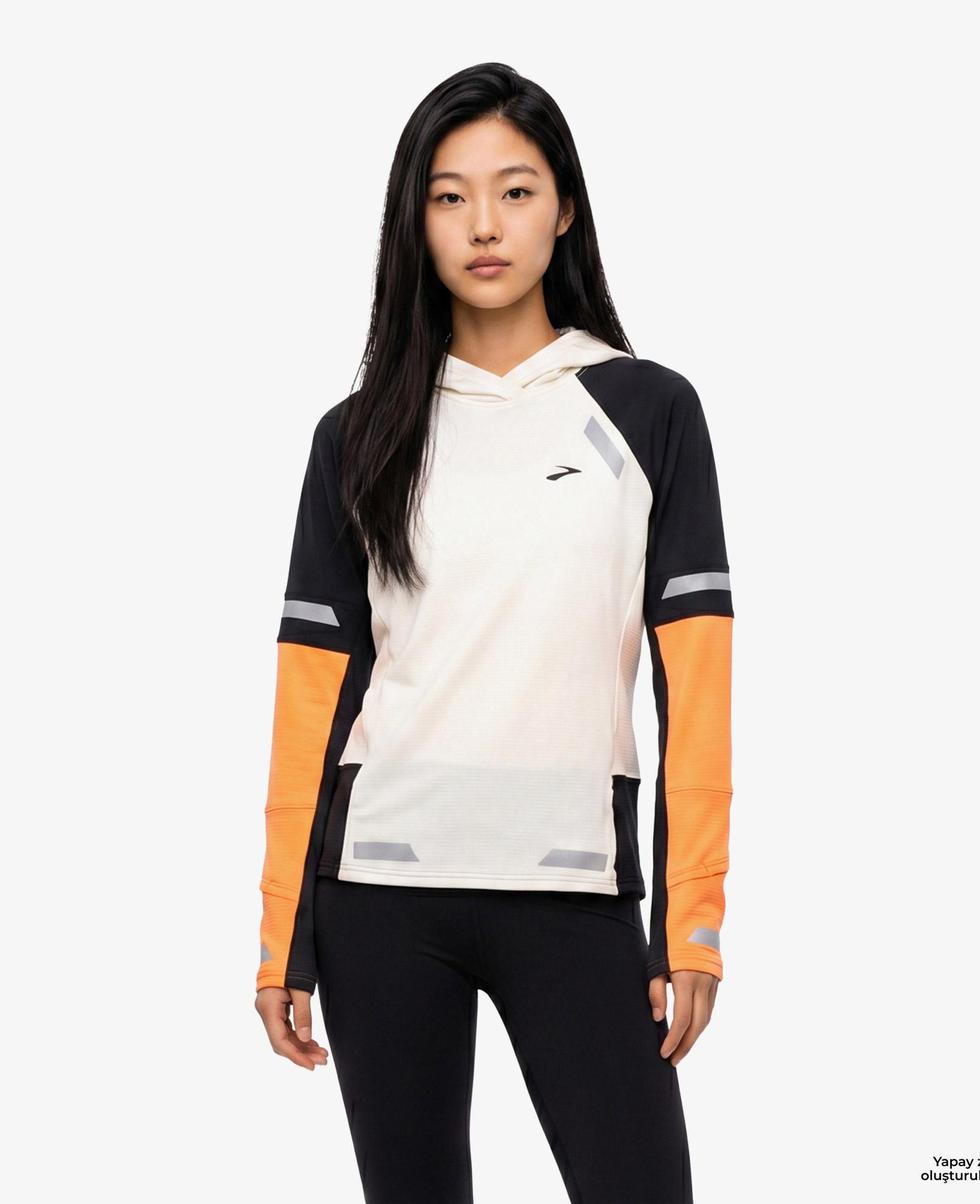 Brooks Run Visible Thermal 2.0 Kadın Beyaz Hoodie