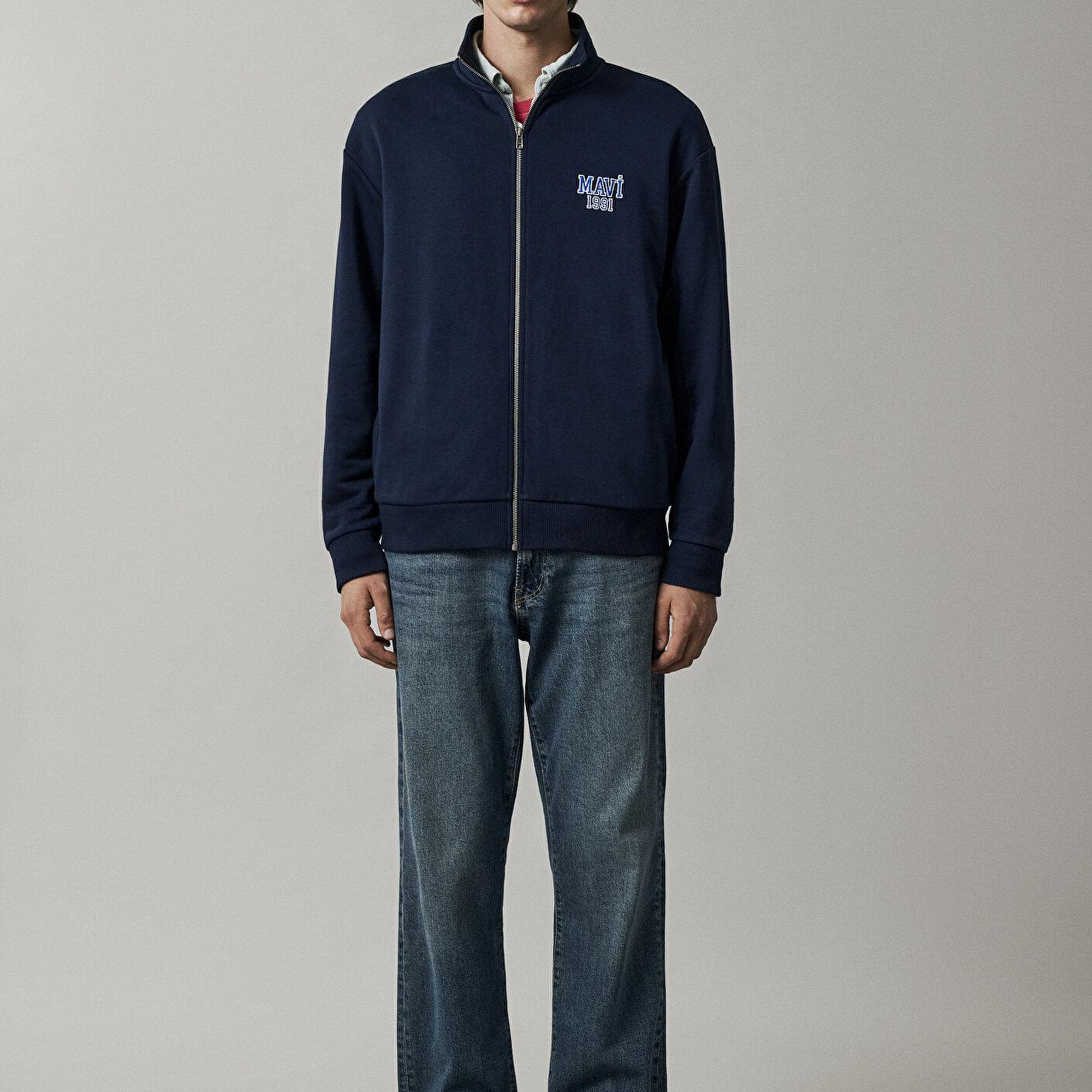 Mavi Mavi Logo Baskılı Fermuarlı Lacivert Sweatshirt 0S10655-70497