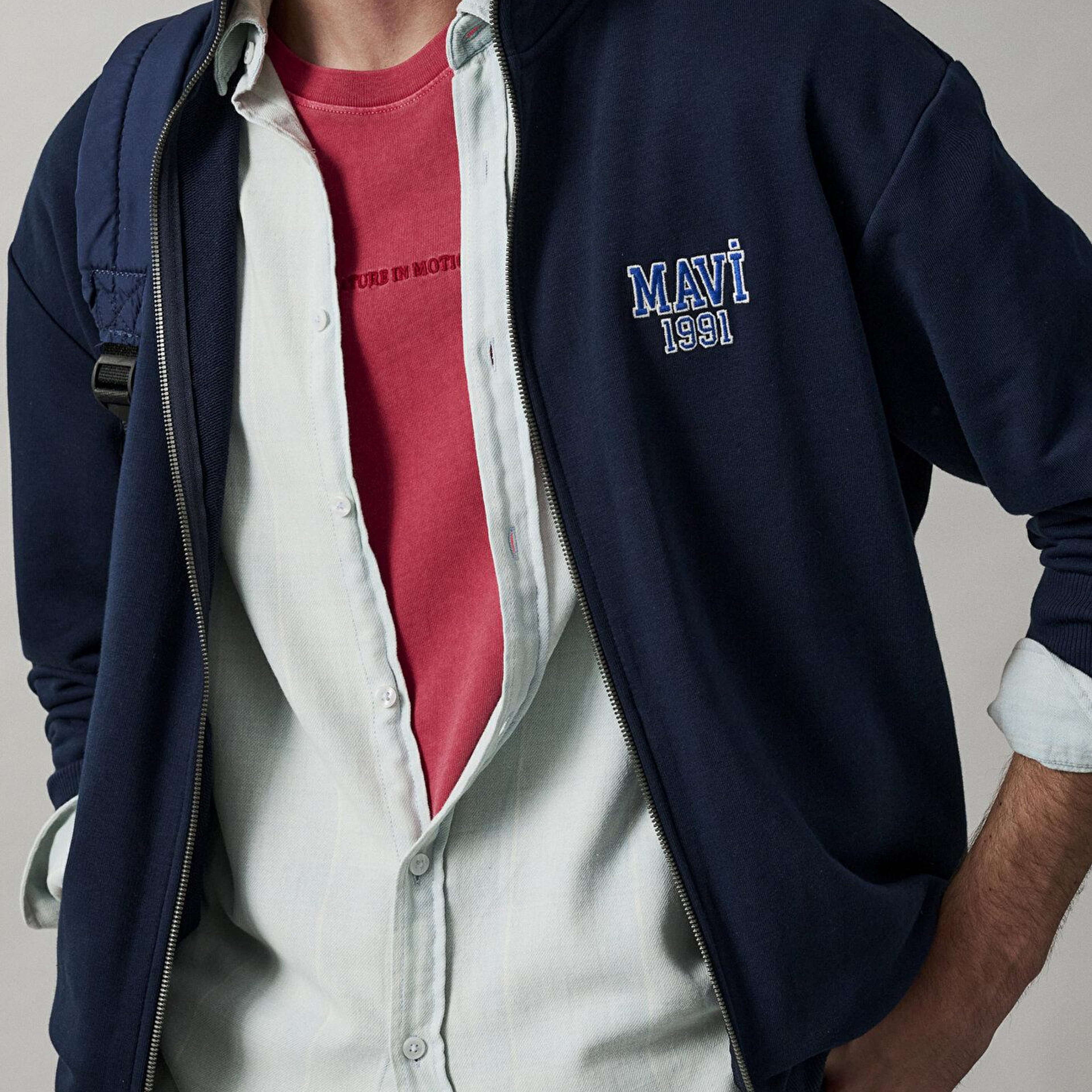 Mavi Mavi Logo Baskılı Fermuarlı Lacivert Sweatshirt 0S10655-70497