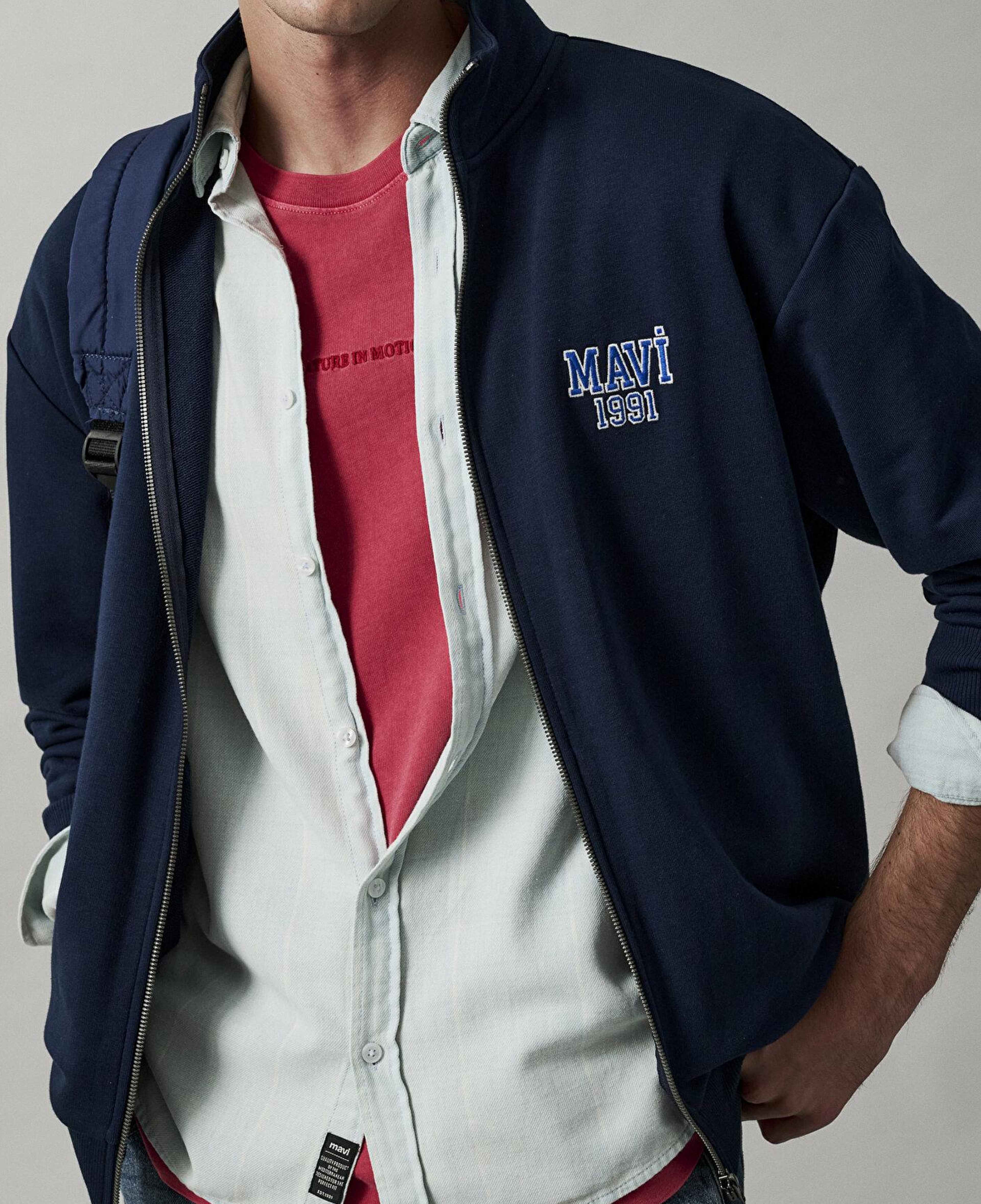 Mavi Mavi Logo Baskılı Fermuarlı Lacivert Sweatshirt 0S10655-70497